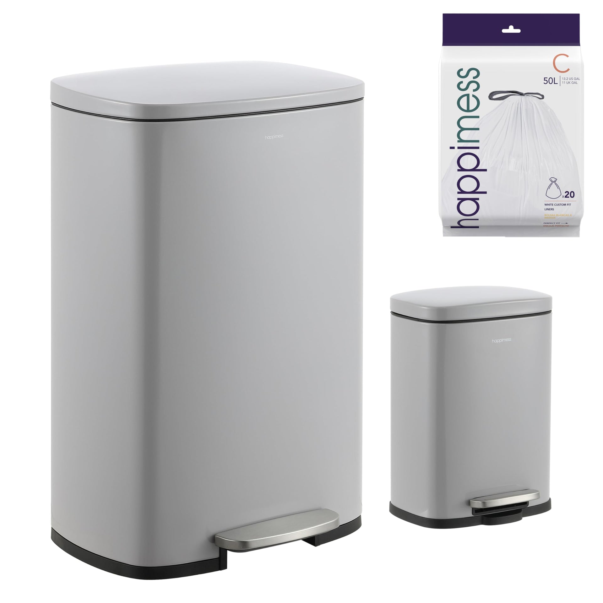 Connor 2 Piece Iron Trash Can (2 Count)