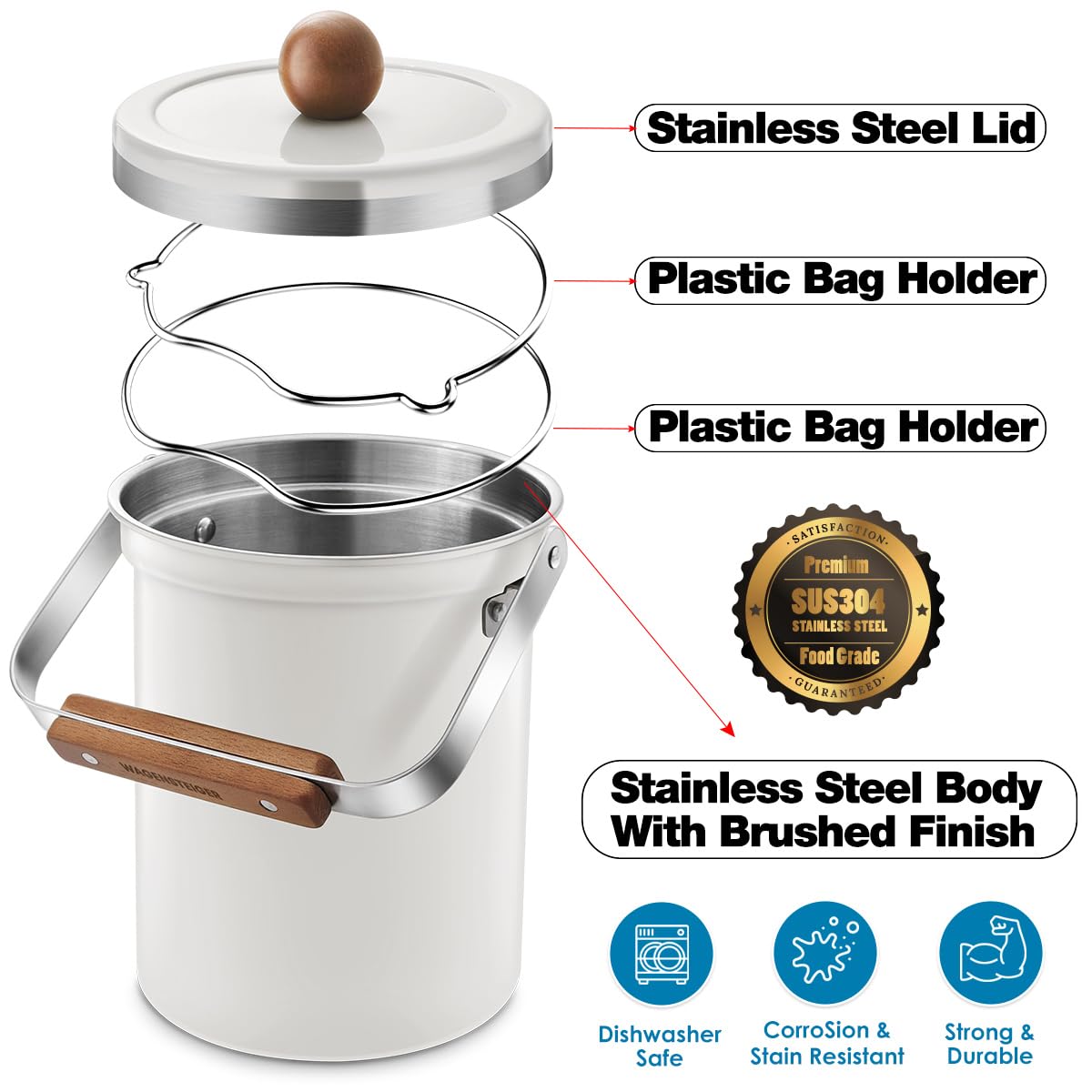 Kitchen Countertop Compost Bin 101ounces