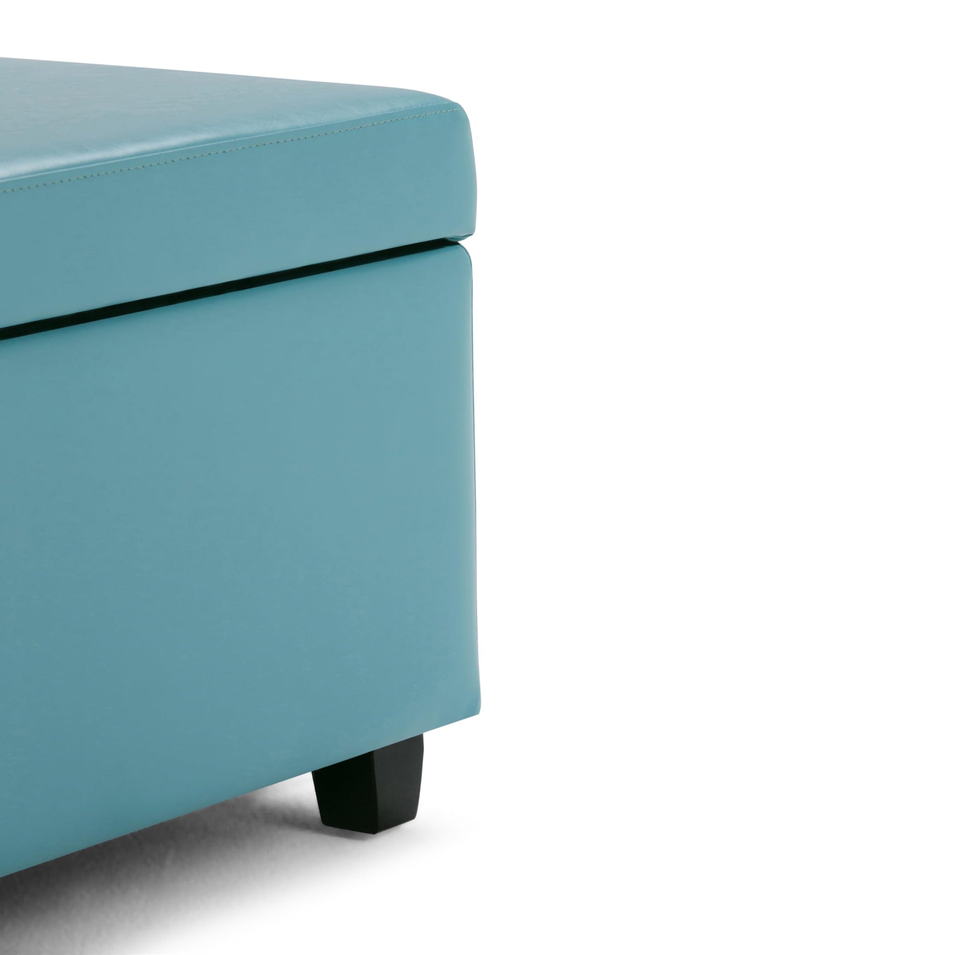 Avalon 48" Wide Vegan Leather Storage Ottoman in Soft Blue