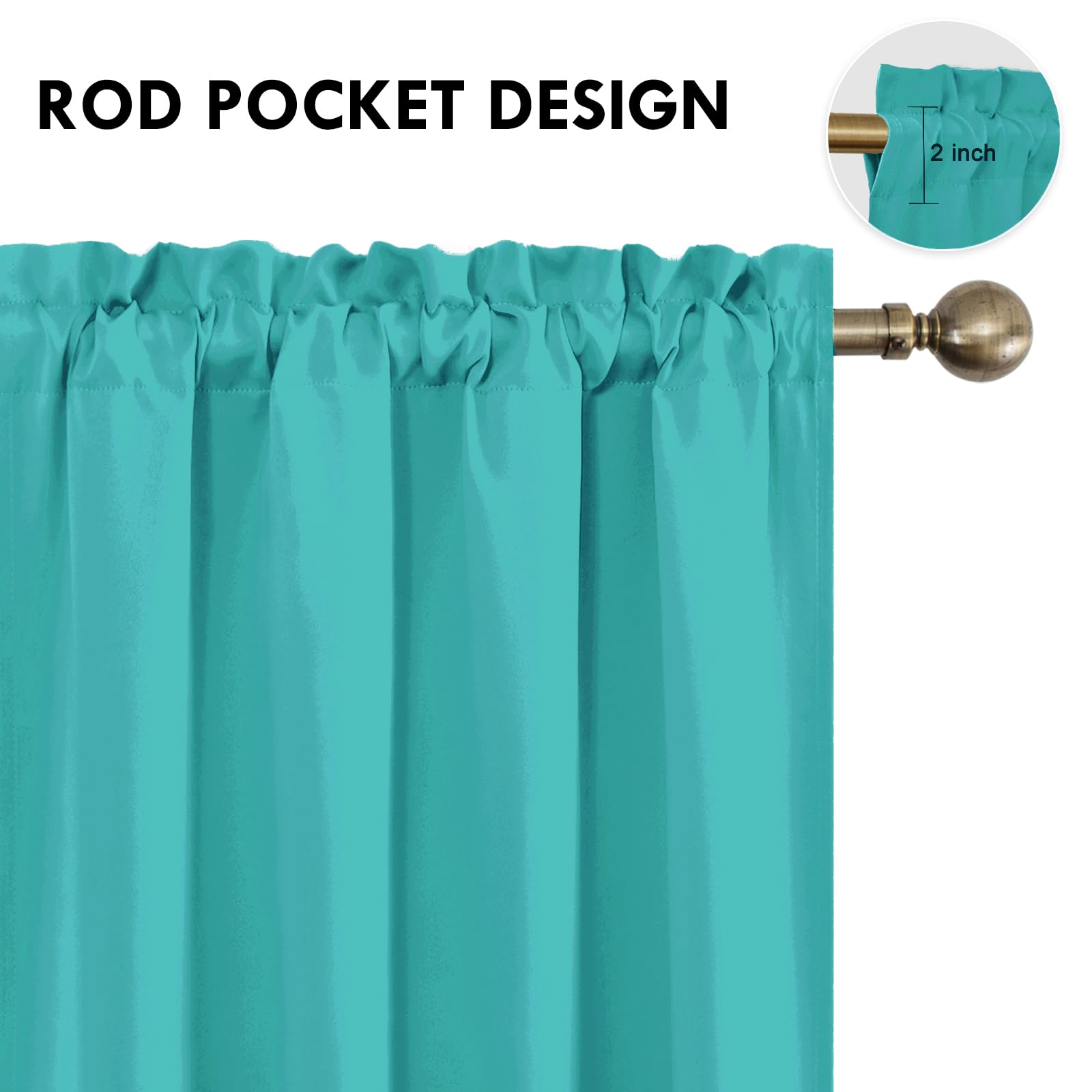 Blackout Curtains for Bedroom Living Room 52 x 45 Inch Long 2 Panels