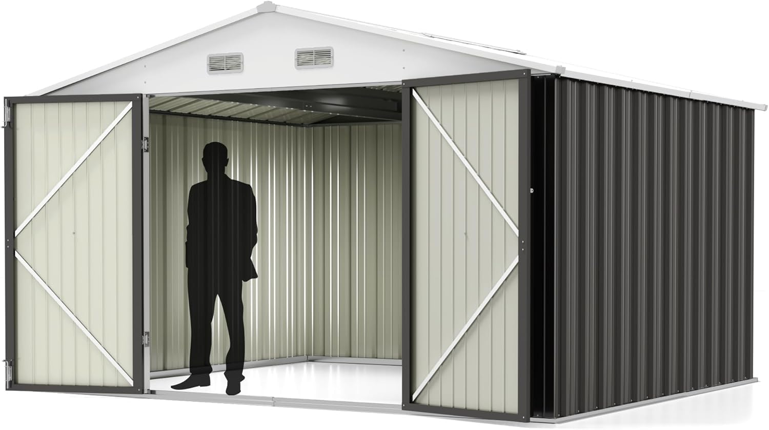 10x8FT Outdoor Storage Shed Utility Tool Shed Gray