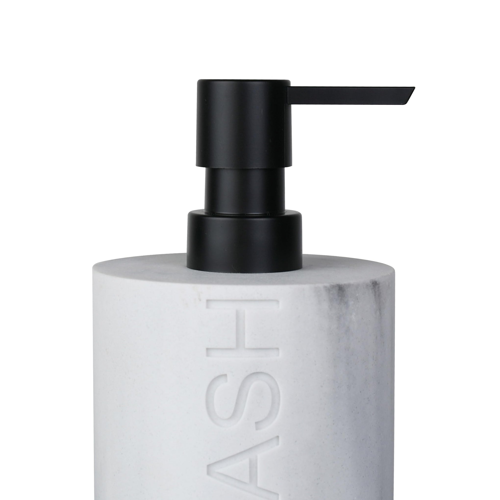 Resin White Marbled Body Wash Engraved Bottle Refillable Pump Dispenser