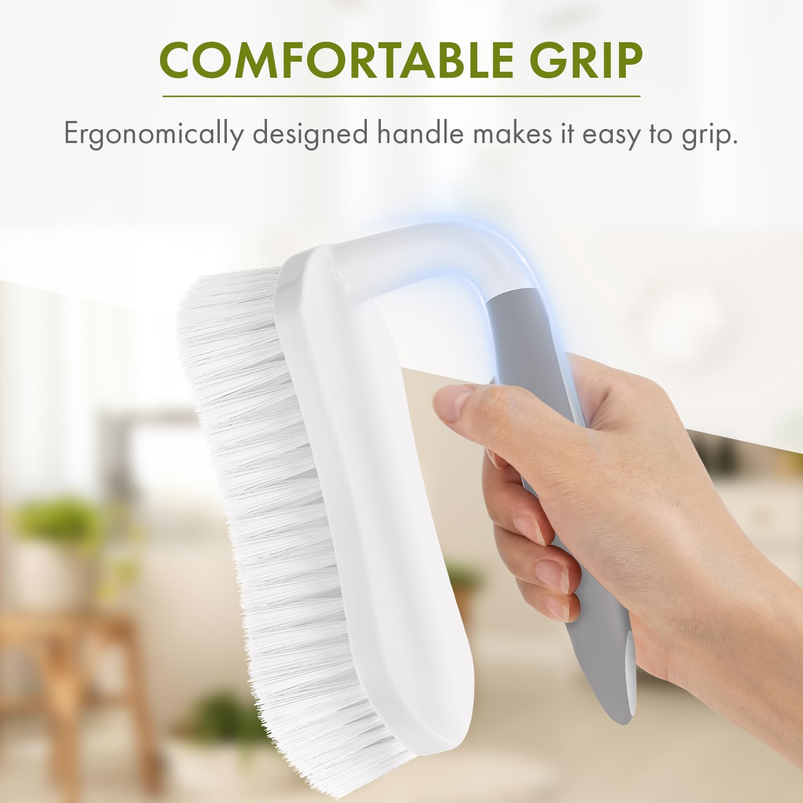 Scrub Brush for Cleaning Comfort Grip Shower Scrubber Flexible Stiff Bristles with Handle Heavy Duty Cleaner Brush for Tub Sink Carpet Floor (2 Count)