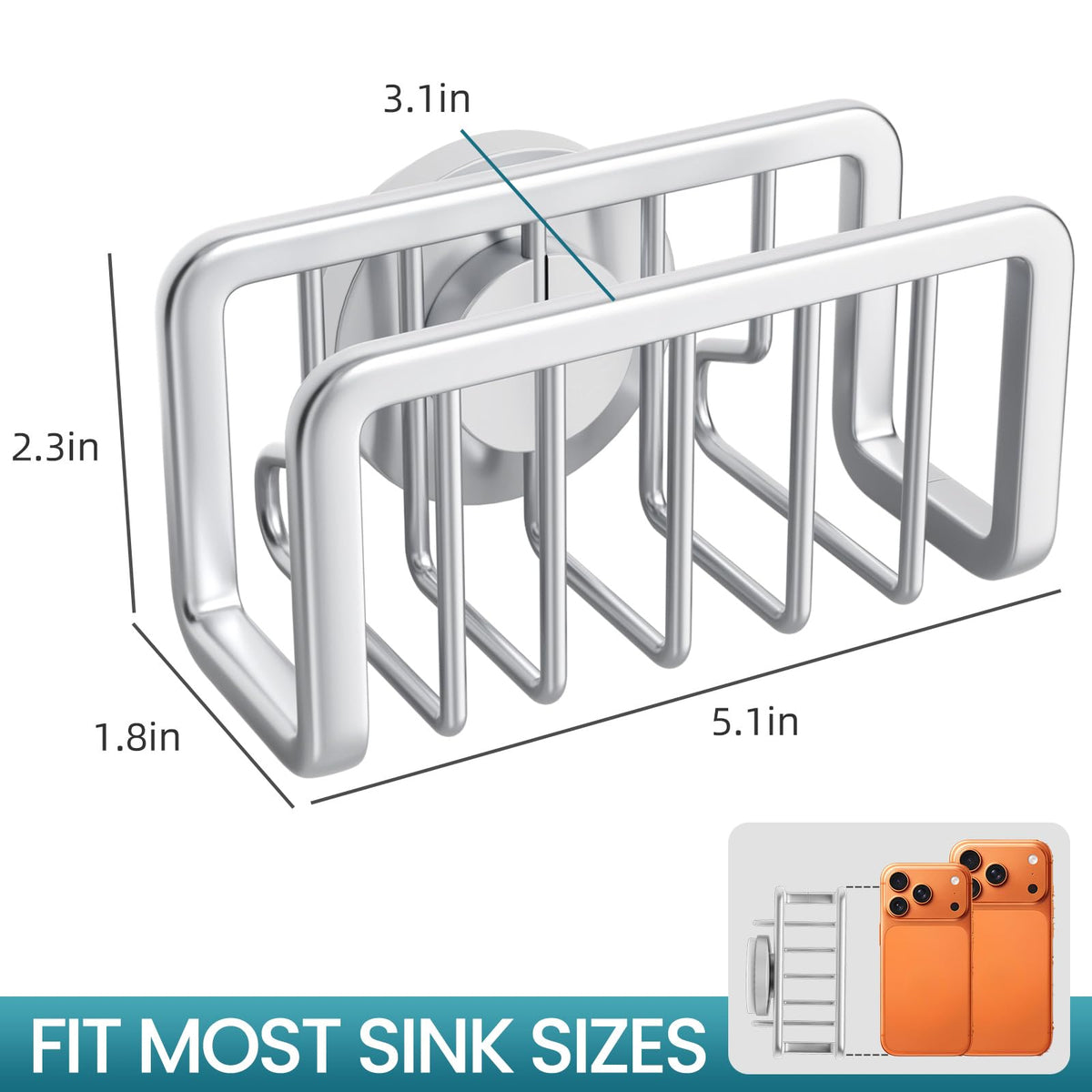 Rustproof Sponge Holder for Kitchen Sink with Suction Cup