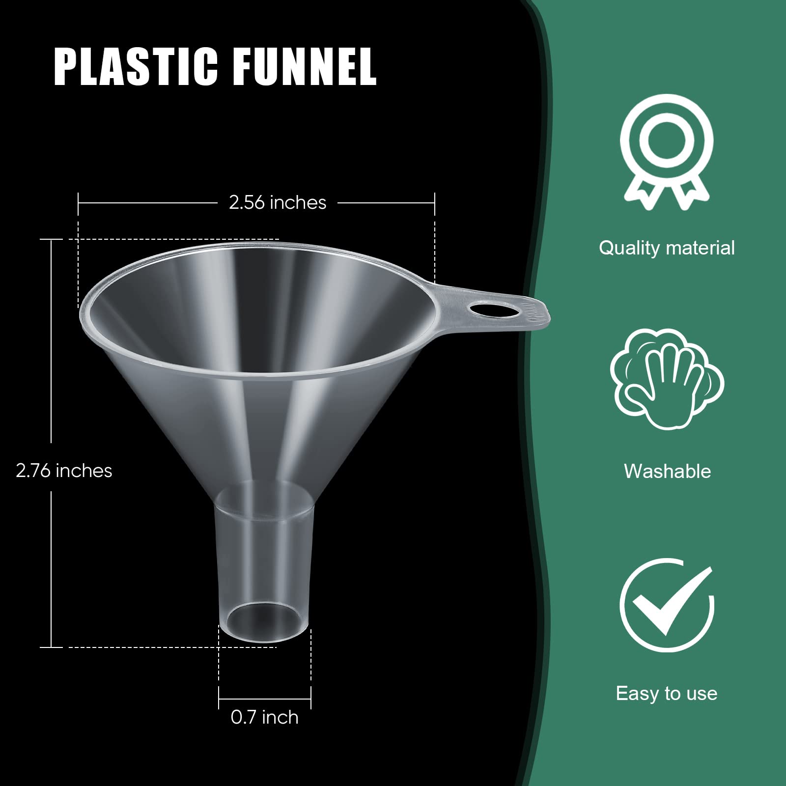 4 Packs Small Plastic Funnel for Filling Small Bottles 2.56 Inch Clear Wide Mouth Plastic Funnel for Filling Water Powder Essential Oils Perfumes Kitchen Bath Garage Use (4 Count)