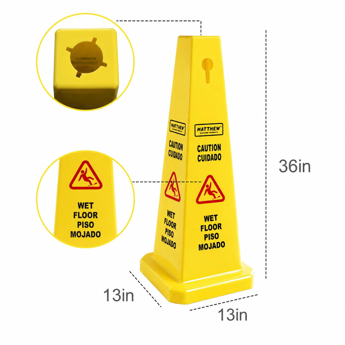 MATTHEW CLEANING 6 Packs 36” Caution Wet Floor Safety Cones for Indoors and Outdoors (6 Count)