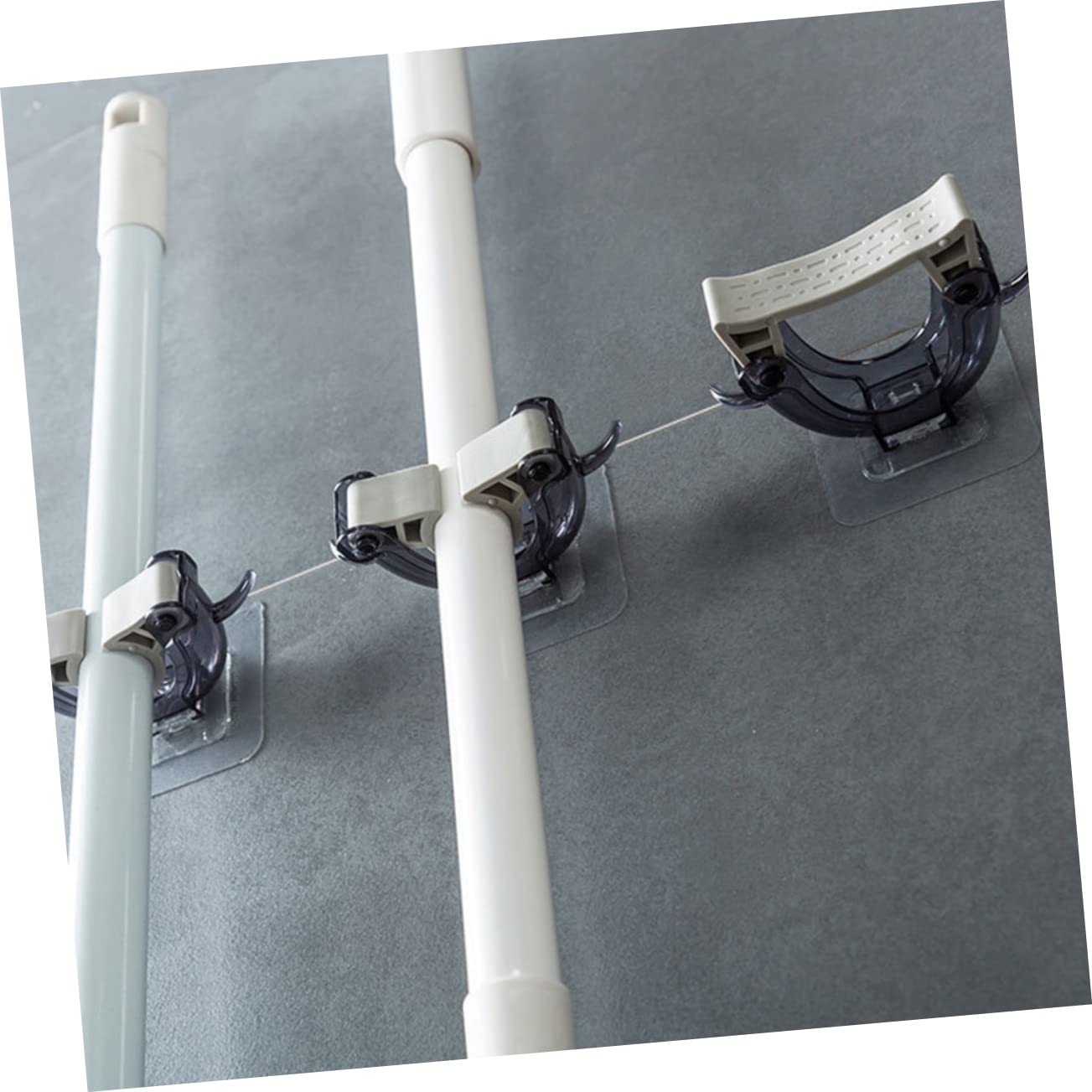 2pcs Mop Holder Wall Mount Broom Organizer Broom Hanger Clip Mop Hook Seamless Hook Home Kitchen Bathroom Organizer