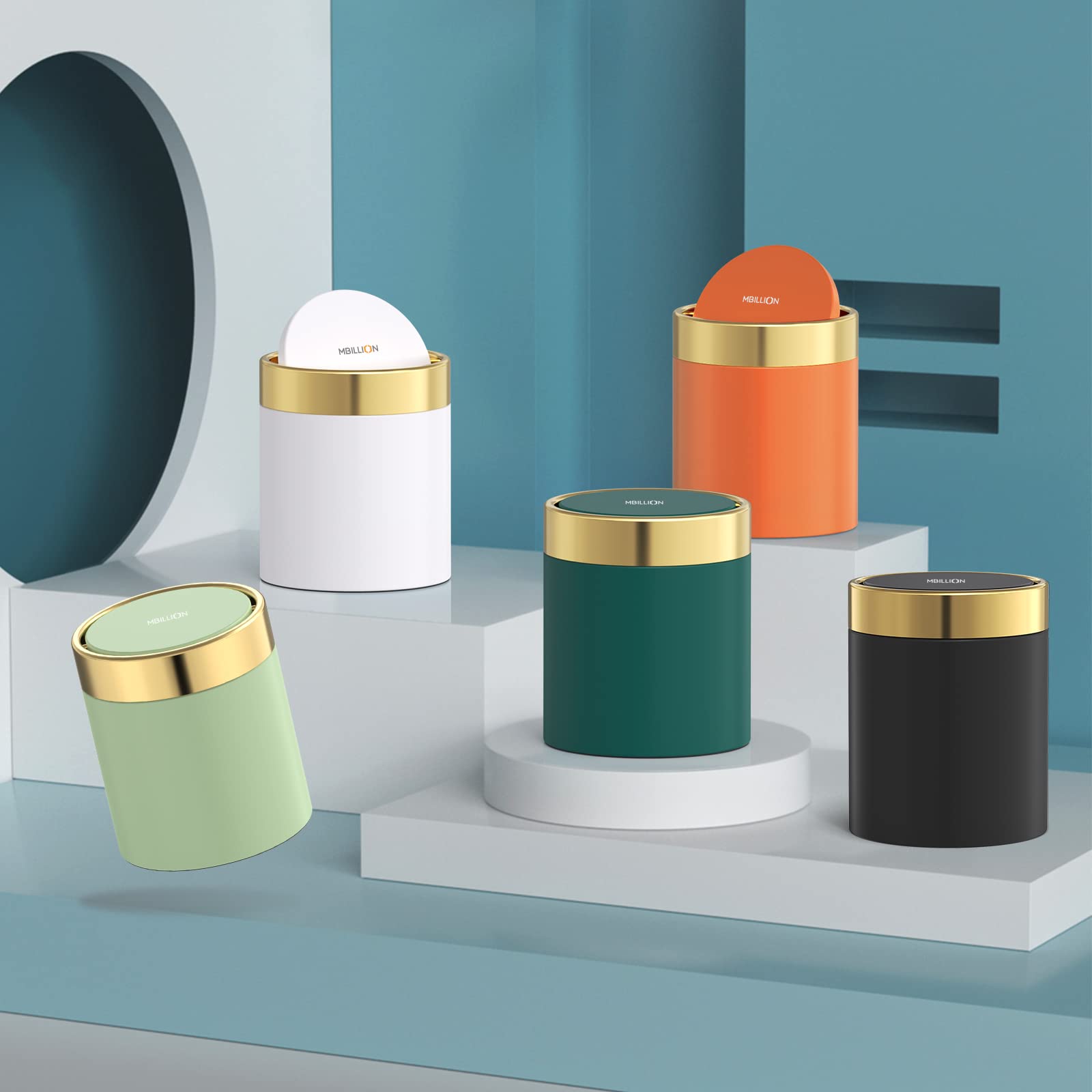 0.4 Gal Dark Green Desktop Mini Swing Lid Trash Can