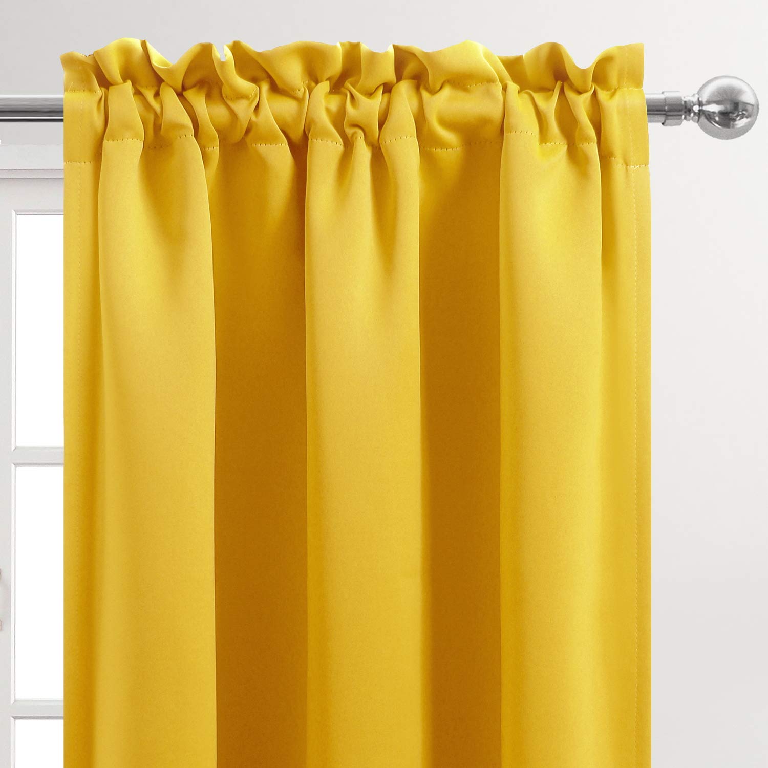 Blackout Curtains for Bedroom Living Room 42 x 84 Inch Long Yellow (2 Count)