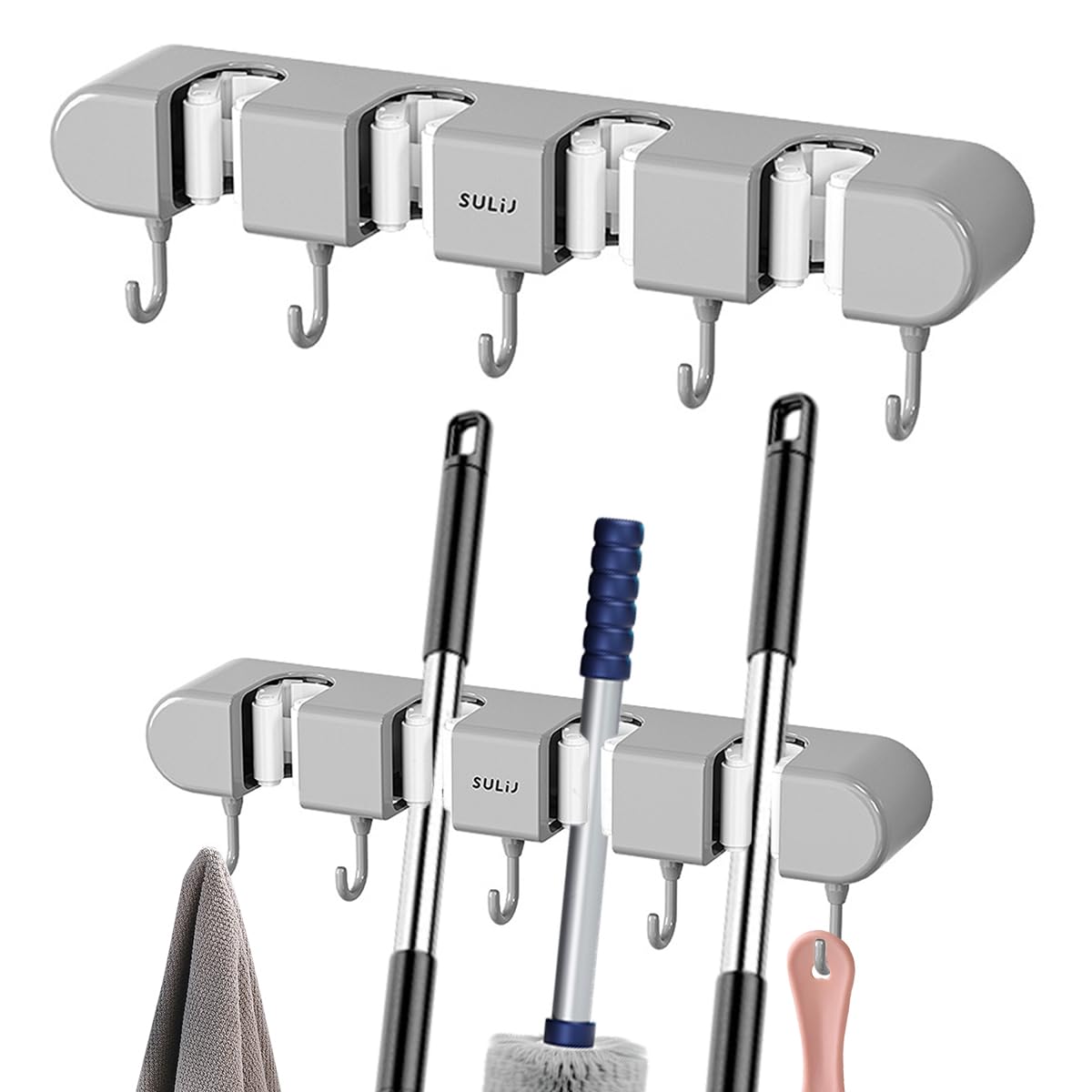 2Pcs Broom Holder Wall Mount