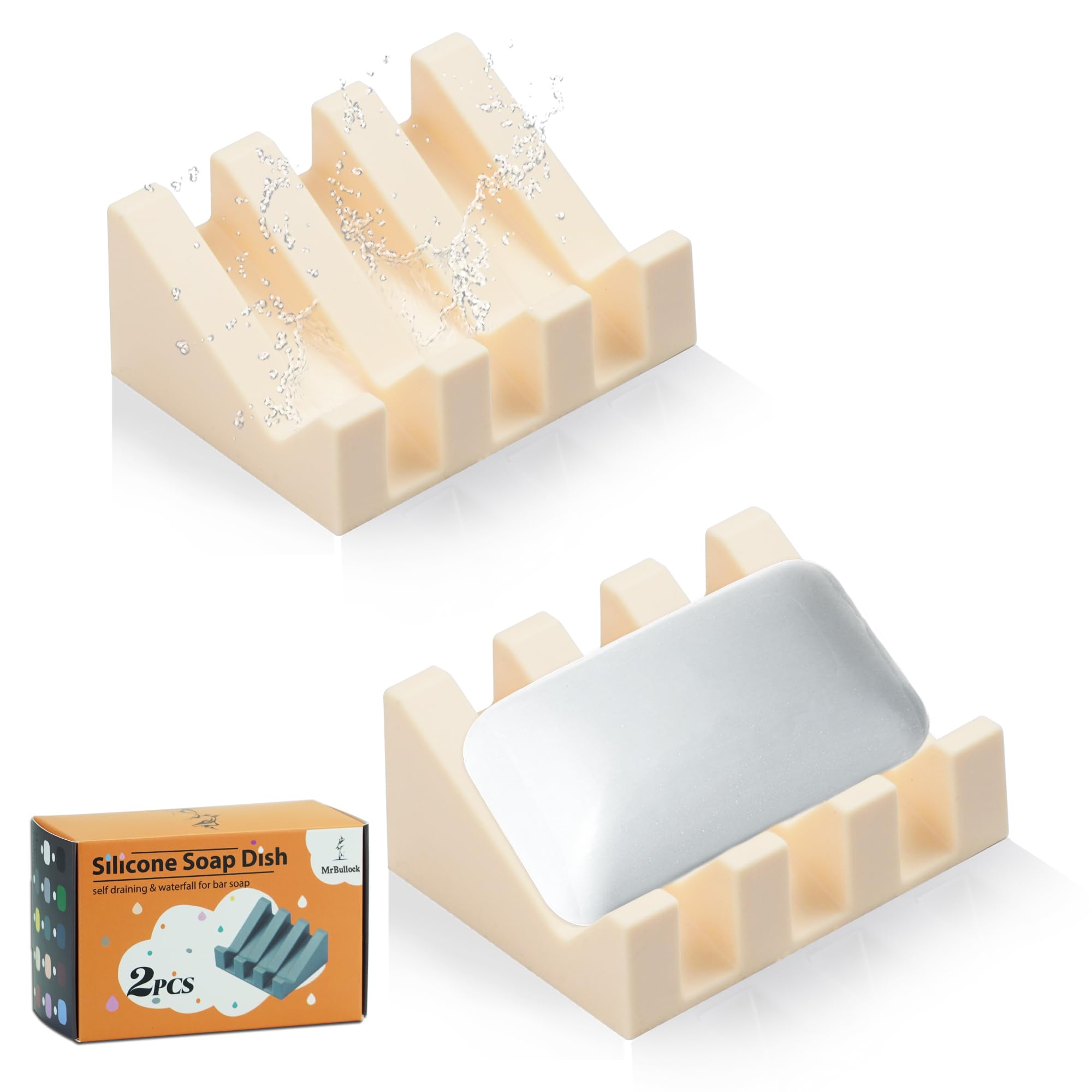 Silicone Soap Dish Self Draining for Shower & Kitchen