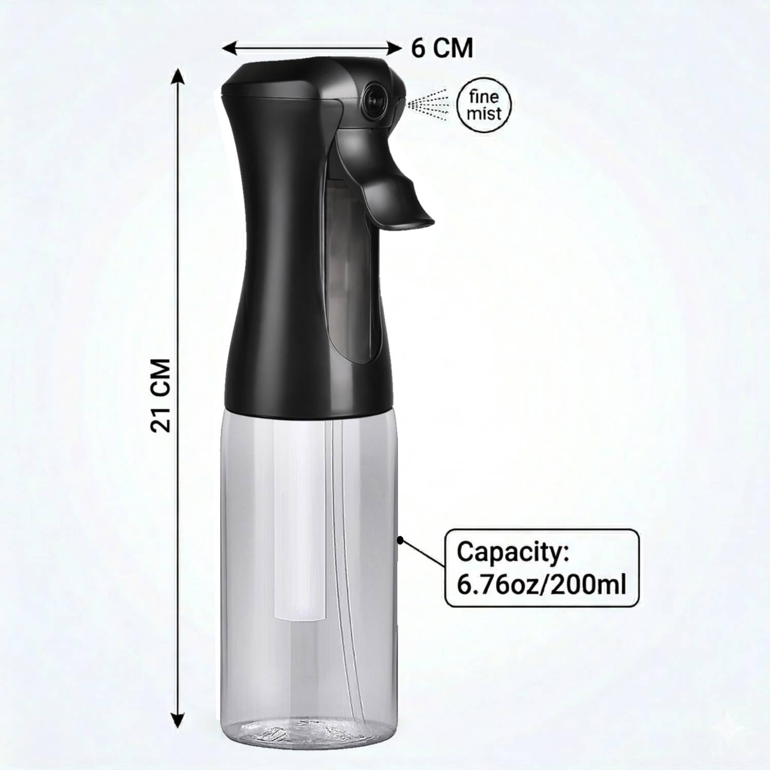 200ml Continuous Mist Spray Bottle for Hair Plants and Skin Care
