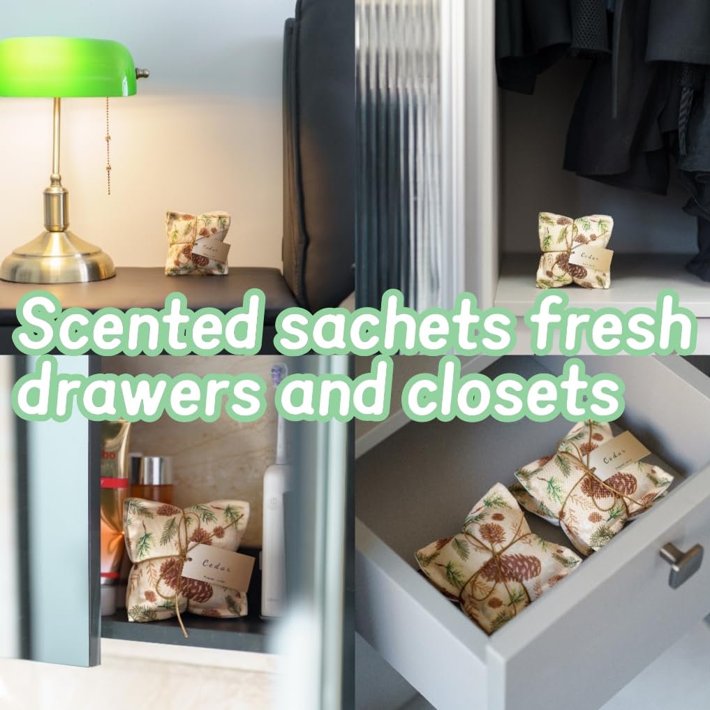 4 Pack Cedar Sachet Bags for Drawers and Closets