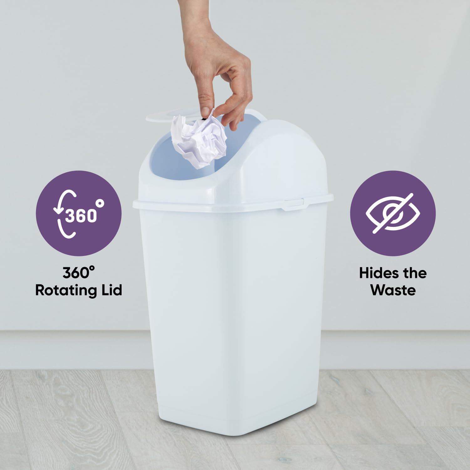 Medium Trash Can with Lid 4.5 Gallon Plastic Swing Top Garbage Can Slim Waste Bin for Under Sink
