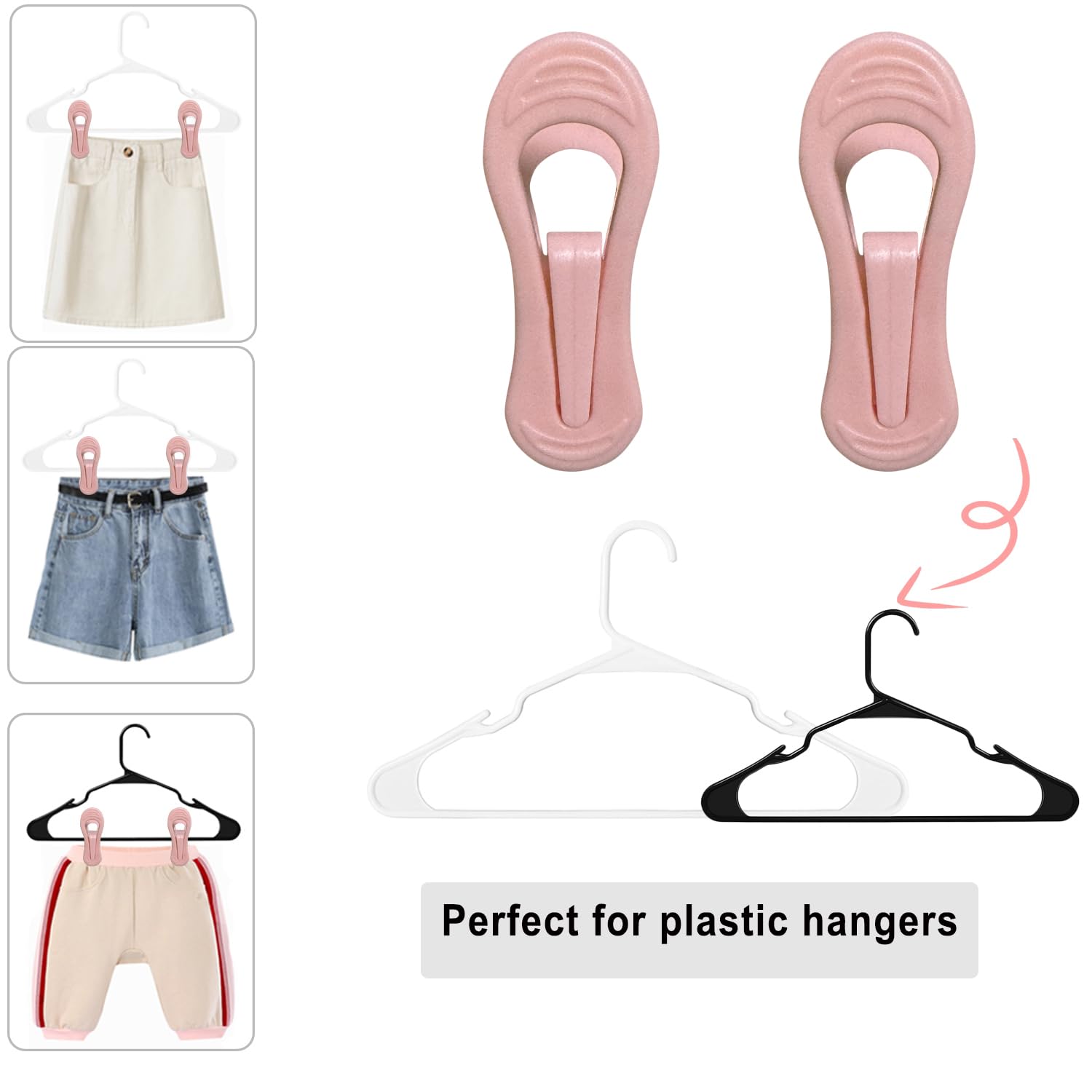 Pink Hangers Clips 60 Pack