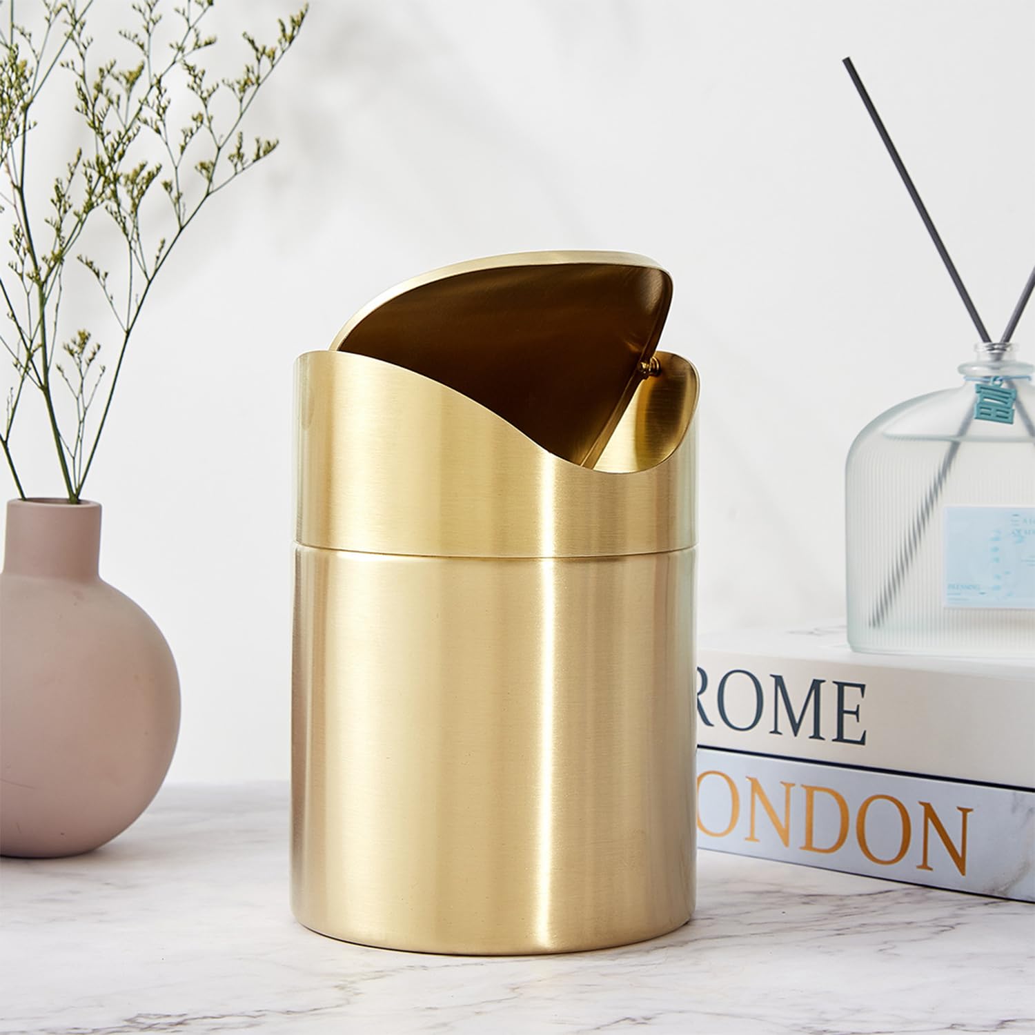 Stainless Steel Trash Can with Swing Lid