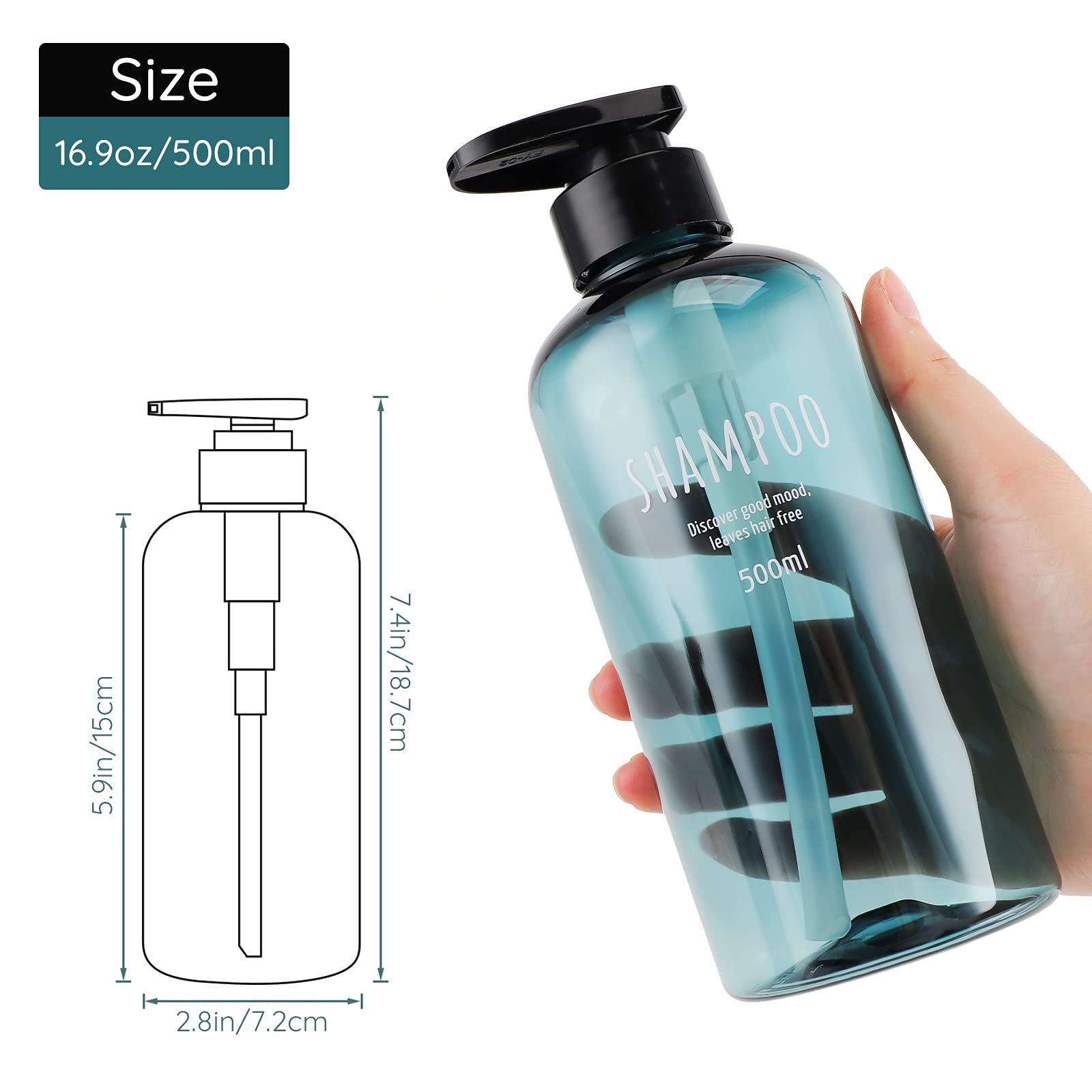Shampoo Bottles with Pump (3 Count)