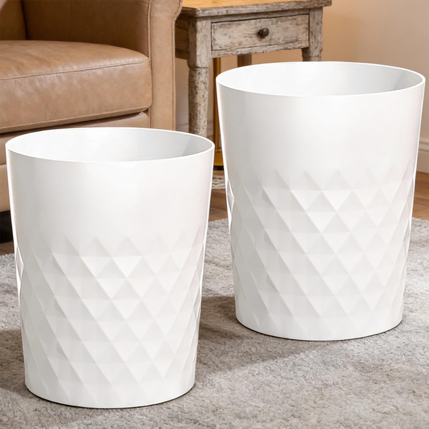 Bathroom Trash Can 1.8 Gallon Waste Basket Garbage Can for Dorm Toilet Living Room Office Kitchen (2 Count)