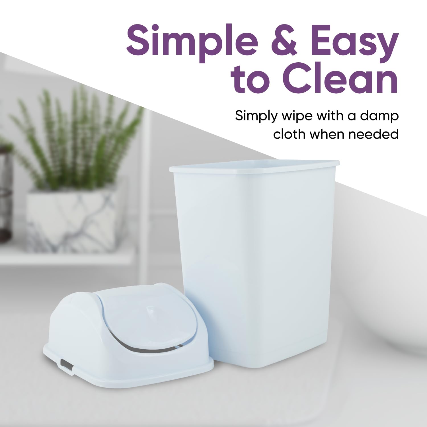 Medium Trash Can with Lid 4.5 Gallon Plastic Swing Top Garbage Can Slim Waste Bin for Under Sink