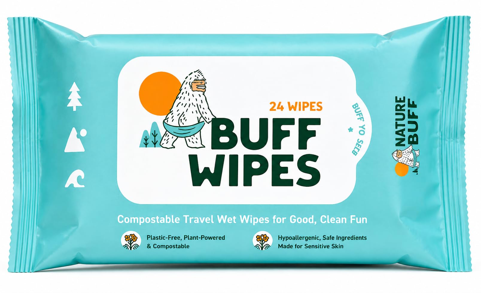 Buff Wipes Camping Wet Wipes 8 x 8 Inch Full Body & Hand Wipes