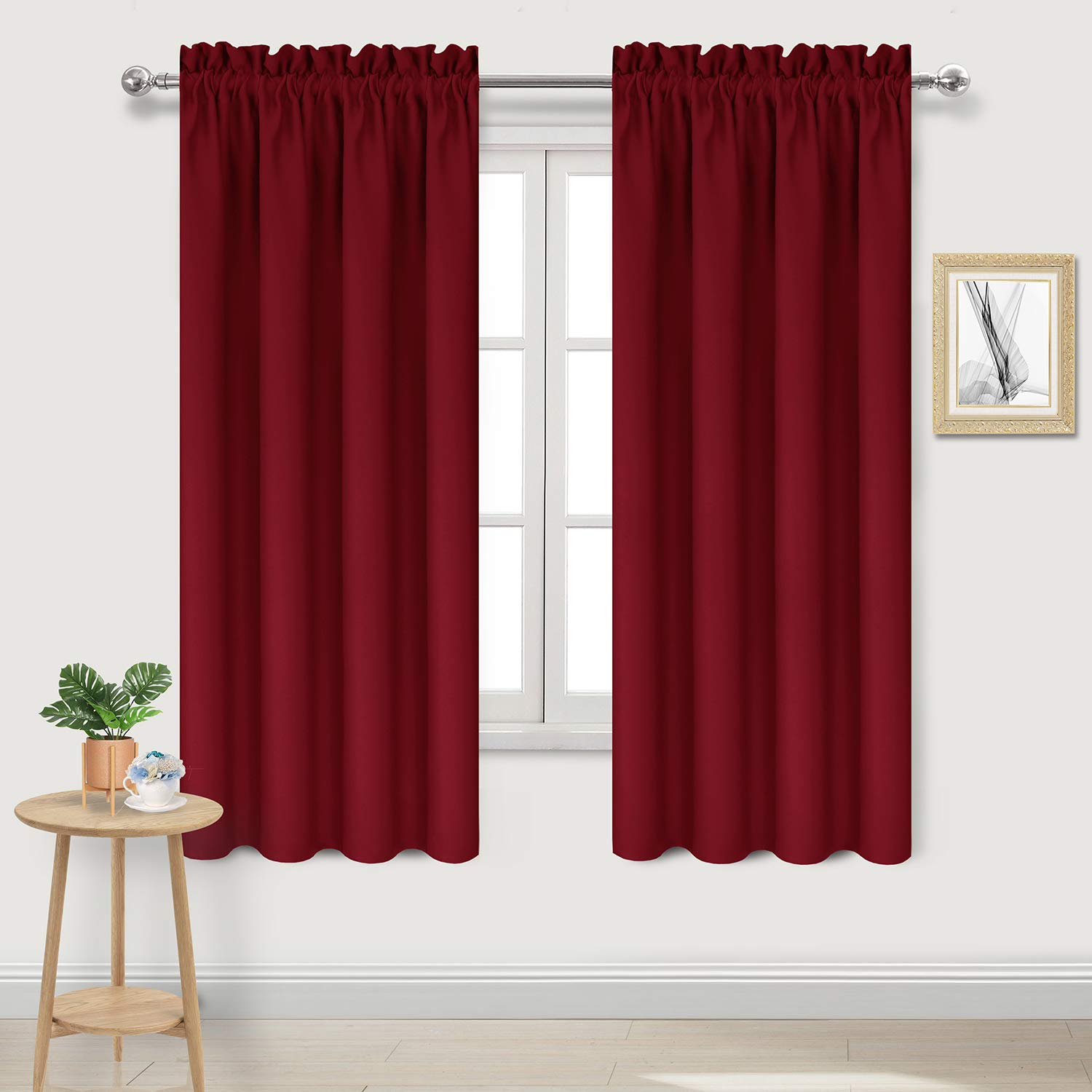Blackout Curtains for Bedroom Living Room 38 x 72 Inch Long Burgundy (2 Count)