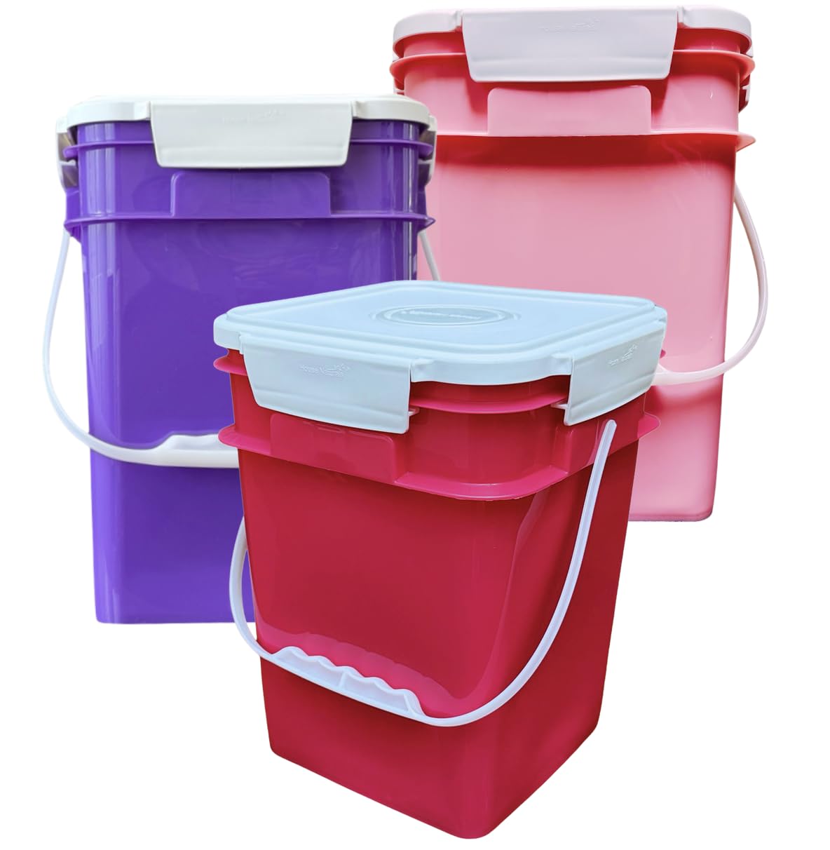 4 Gallon Square Food Grade Bucket Pail with Plastic Handles and Lid