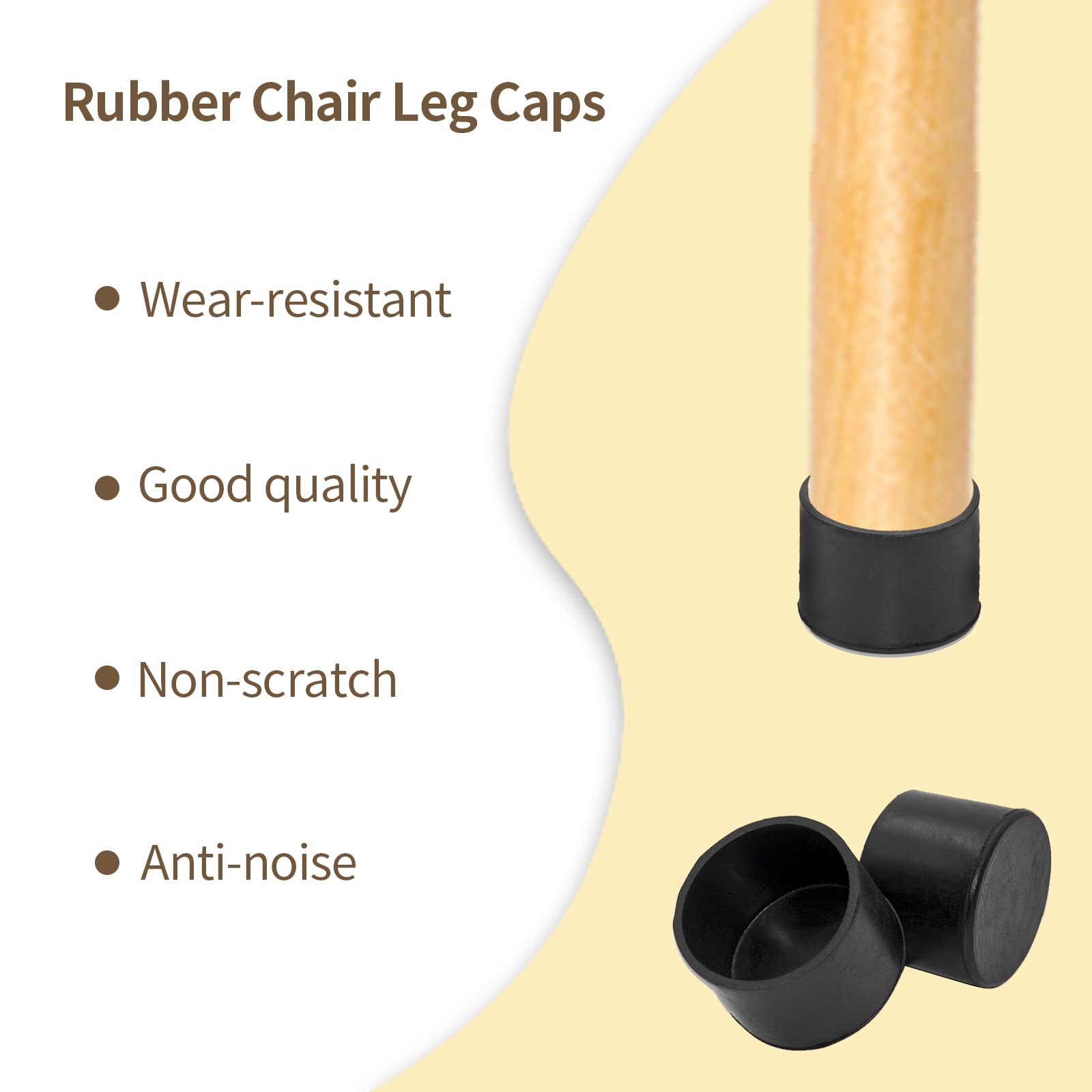 4 Pieces 45mm Rubber Chair Leg Caps Round (4 Count)