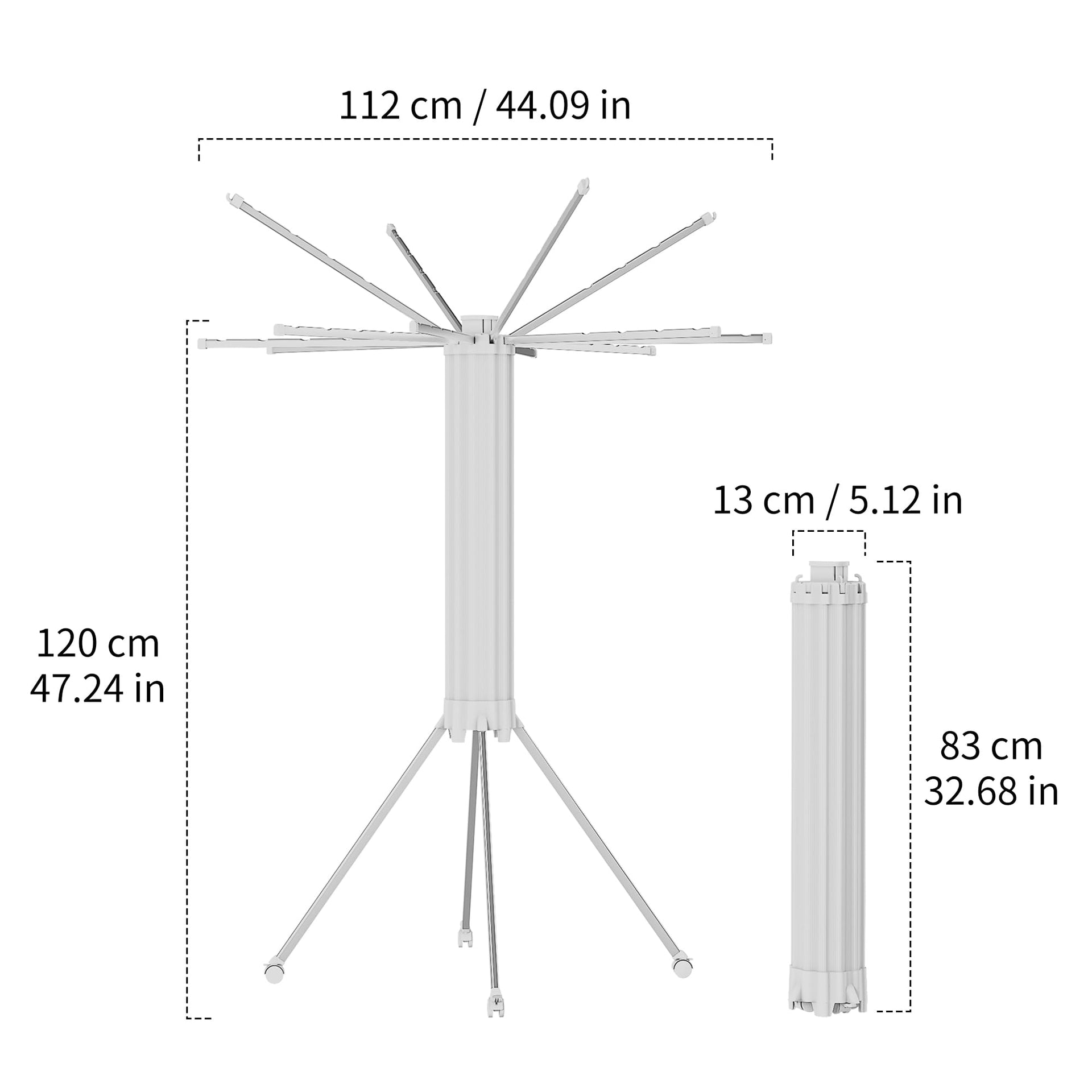 Foldable Clothes Drying Rack with Aluminum 4Legs 16Rods Single Layer