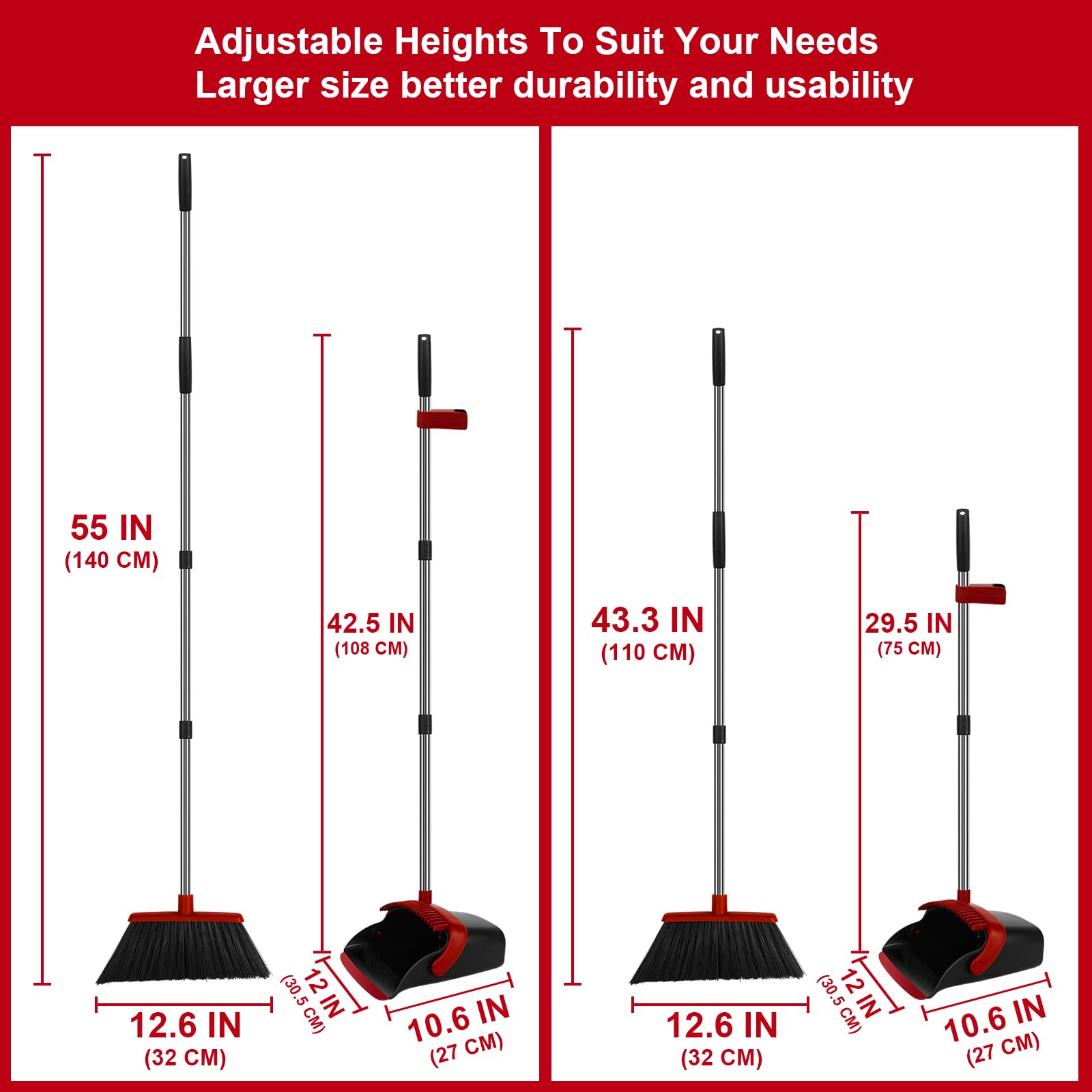 Red Broom and Dustpan Combo Set