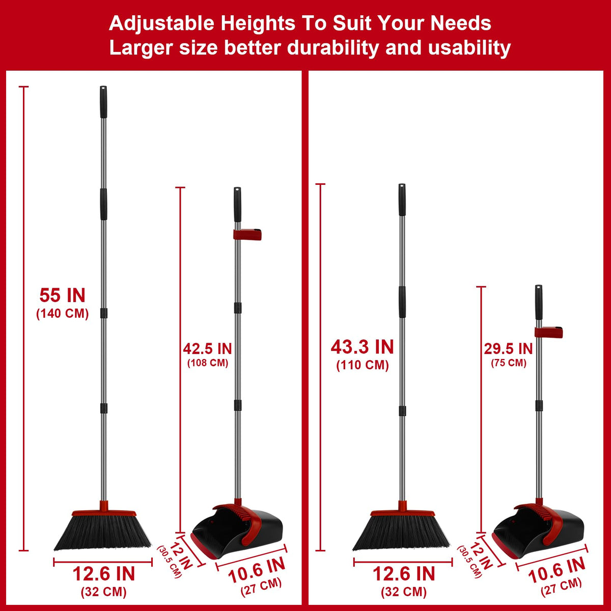 Red Broom and Dustpan Combo Set