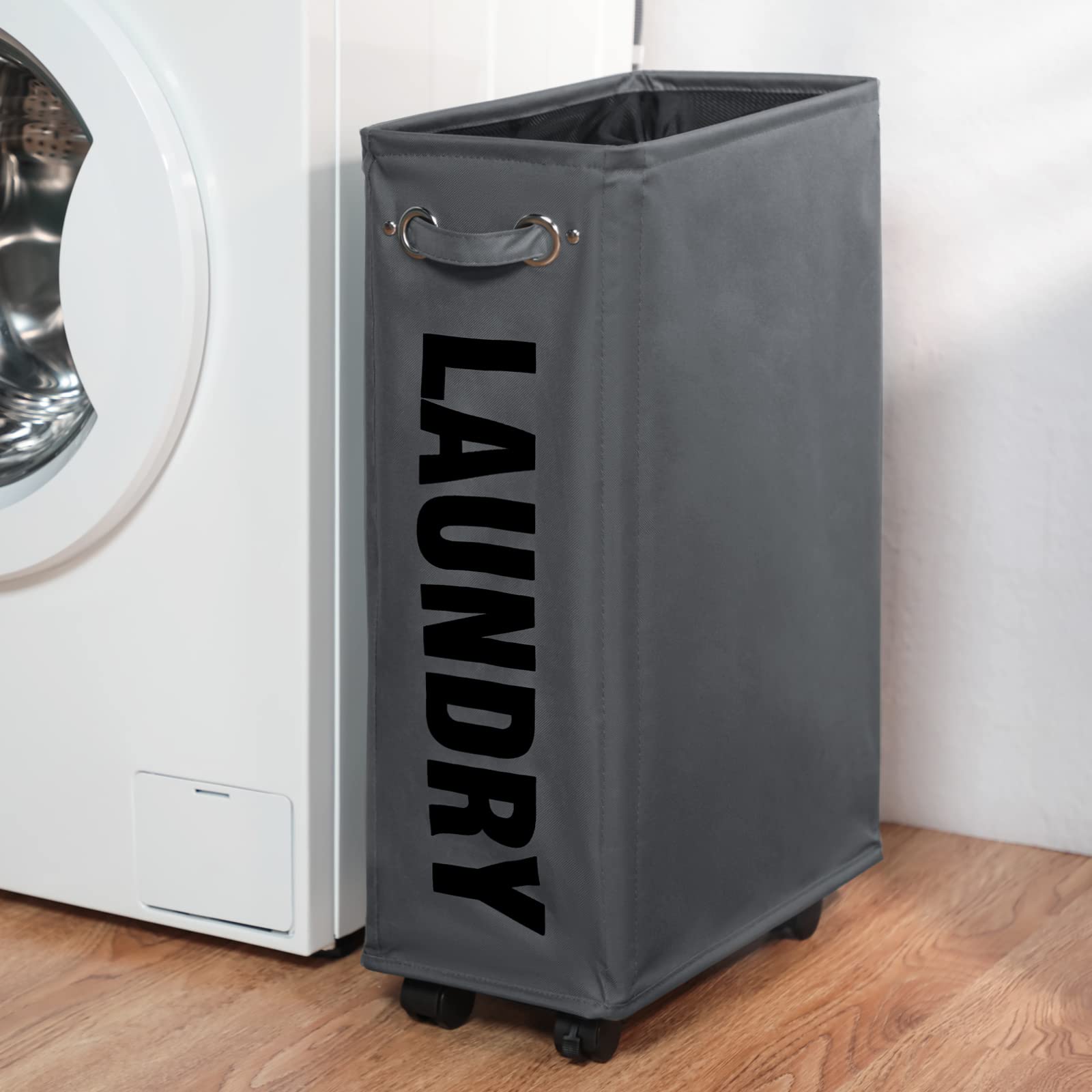 25" Slim Rolling Laundry Basket Hamper