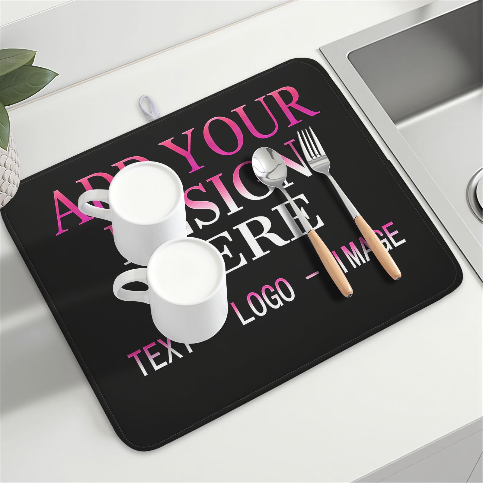 Custom Personalized Dish Drying Mat 18x24 Inch Customized Drying Mats with Picture Text for Kitchen Counter Custom Image Microfiber Absorbent Dishes Pad for Travel Festivals Family Memories Home Decor