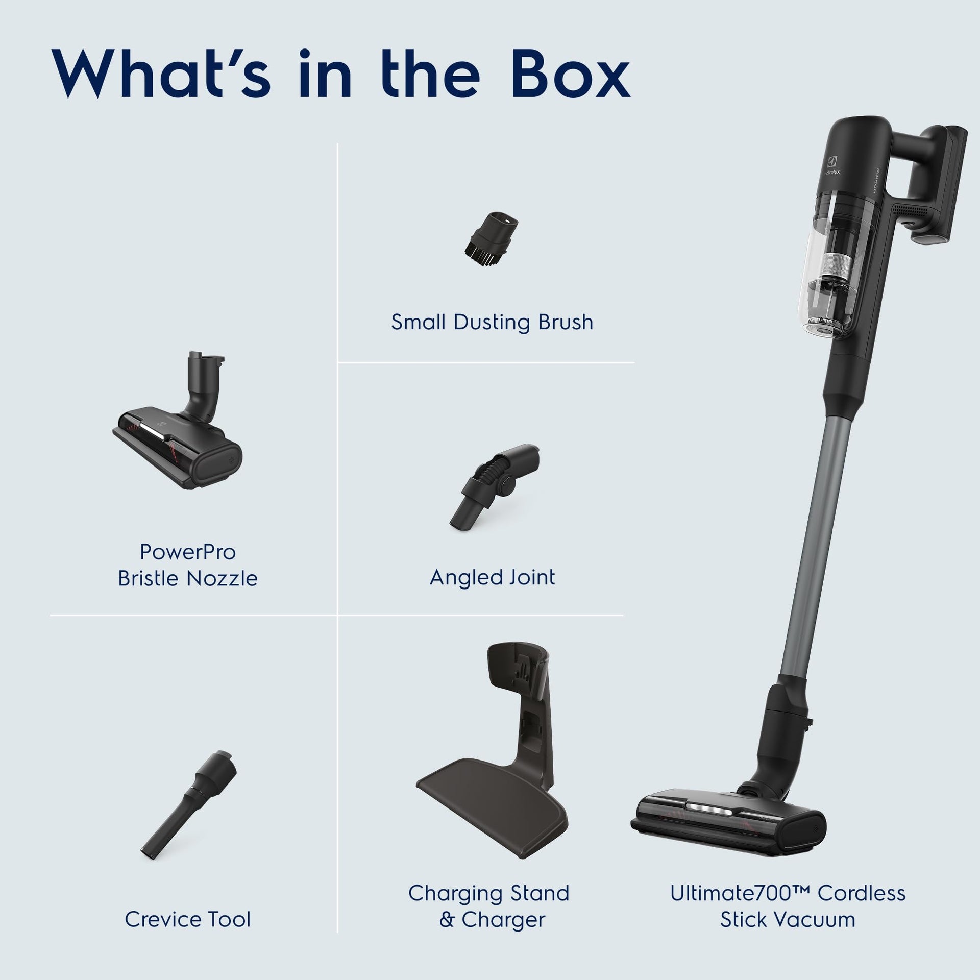 Ultimate700 Cordless Stick Vacuum with PowerPro Bristle Nozzle and High Suction Power