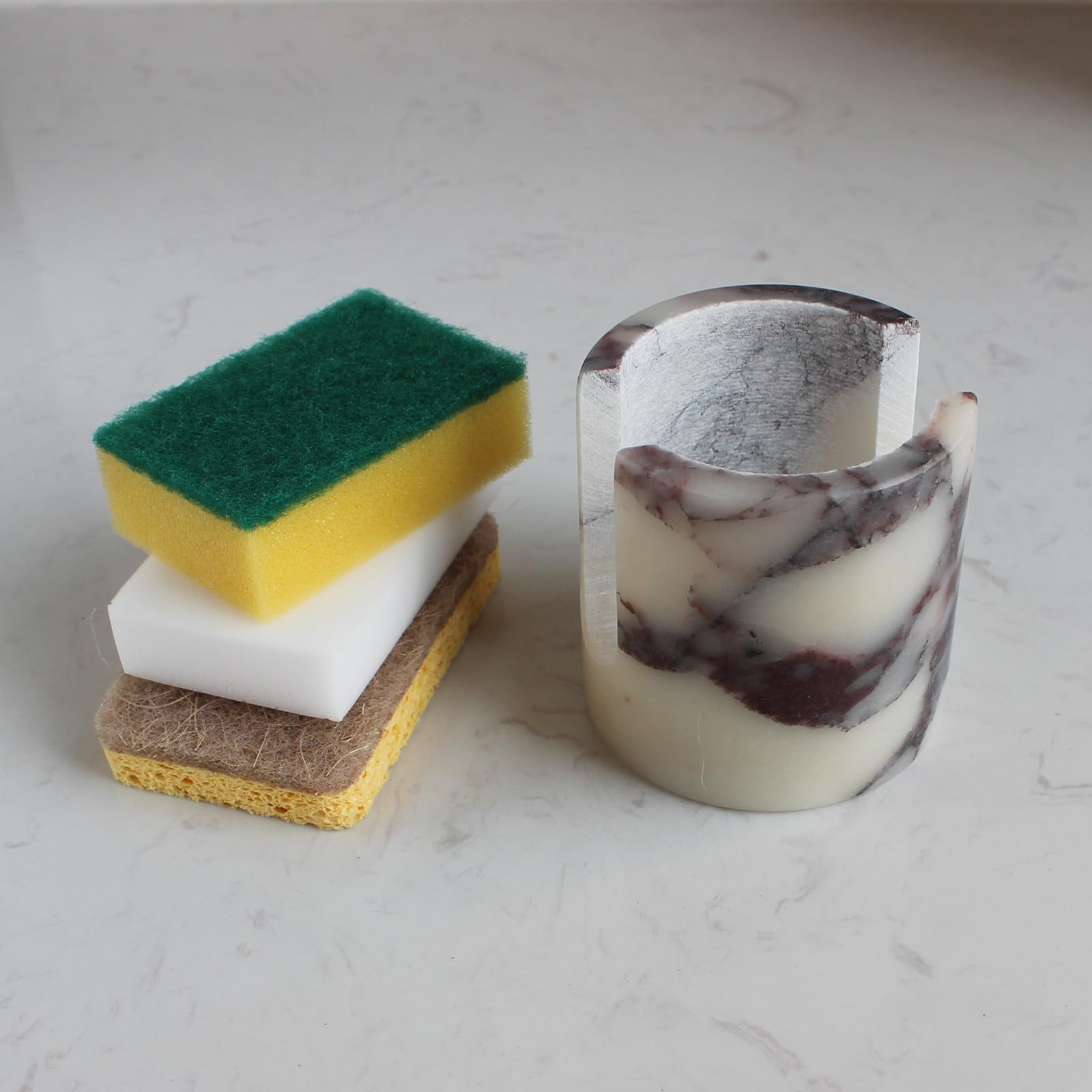 Natural Marble Travertine Sponge Holder for Kitchen Counter