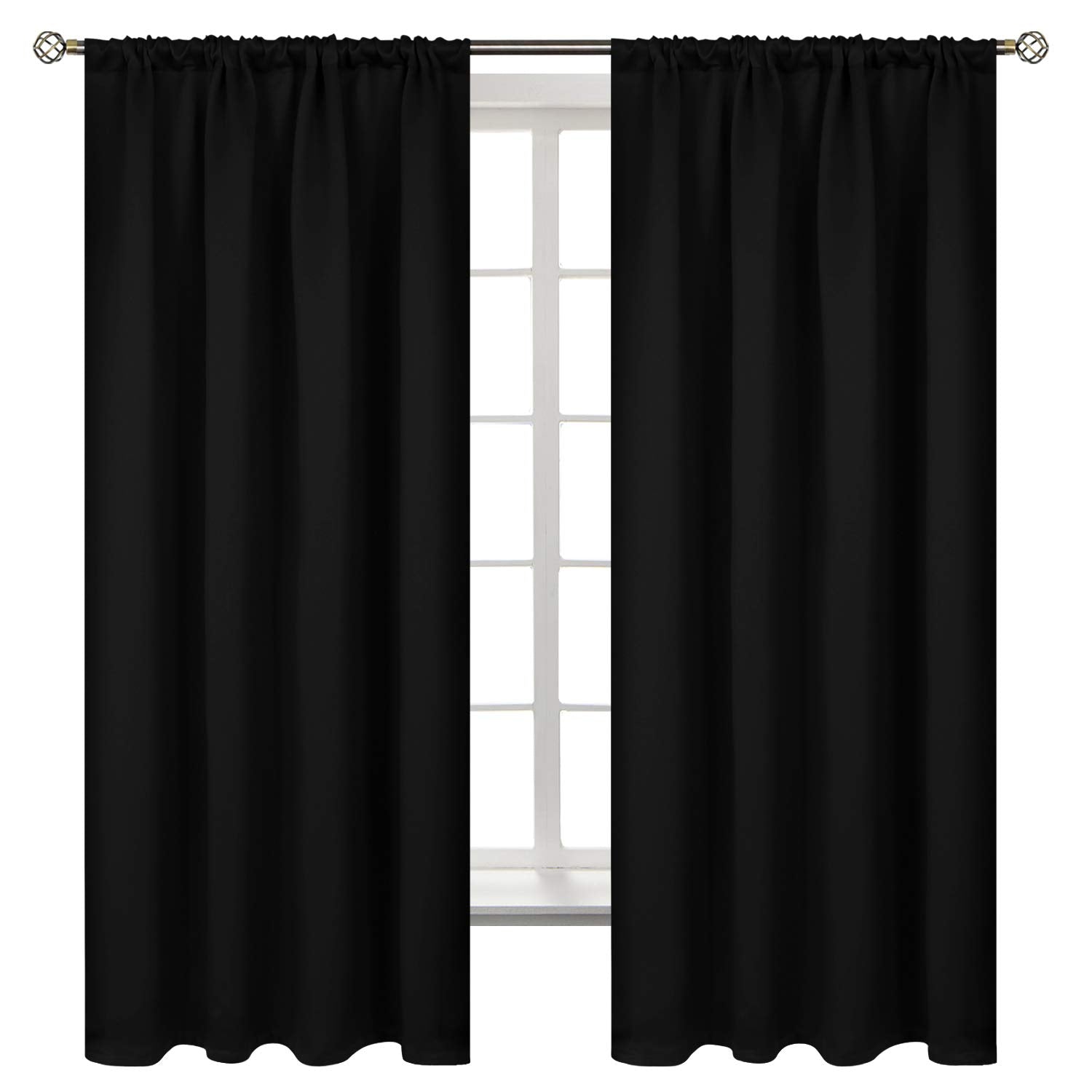 Rod Pocket Blackout Curtains for Bedroom (2 Count)