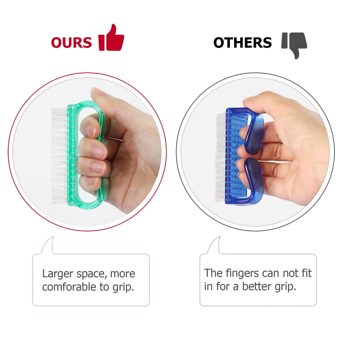 Handle Grip Nail Brush (4 Count)