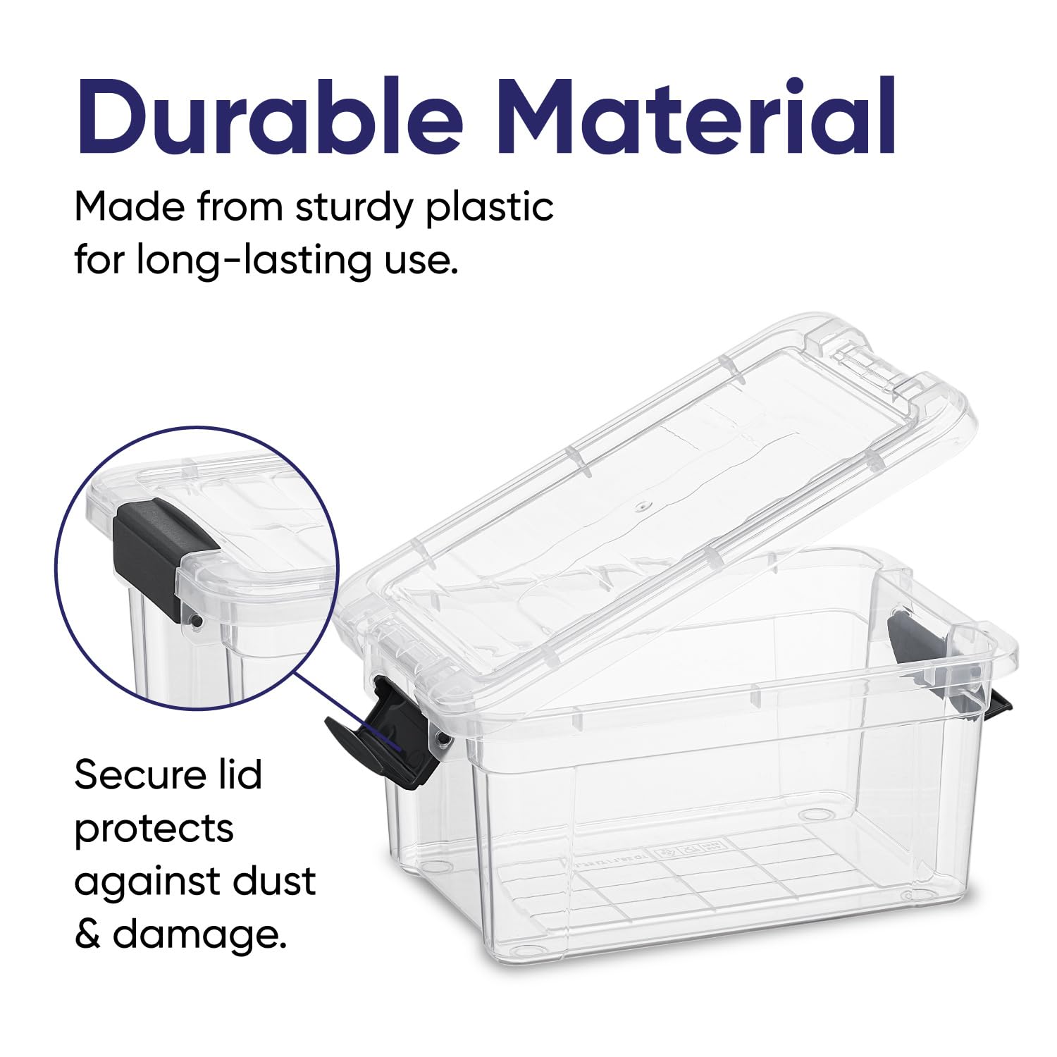 1.05 Quart Mini Clear Plastic Storage Container with Lid (2 Count)