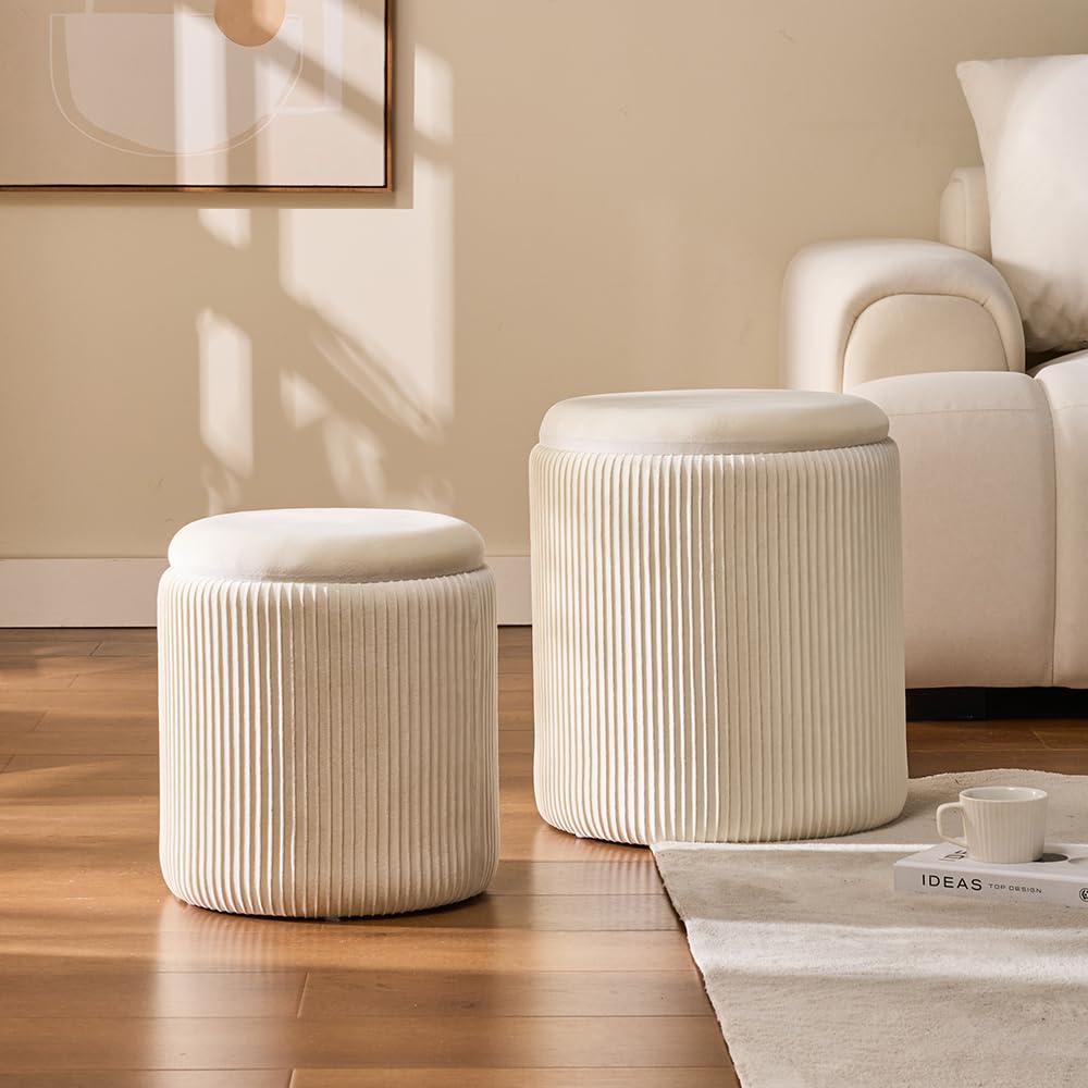 Set of 2 Round Storage Ottoman