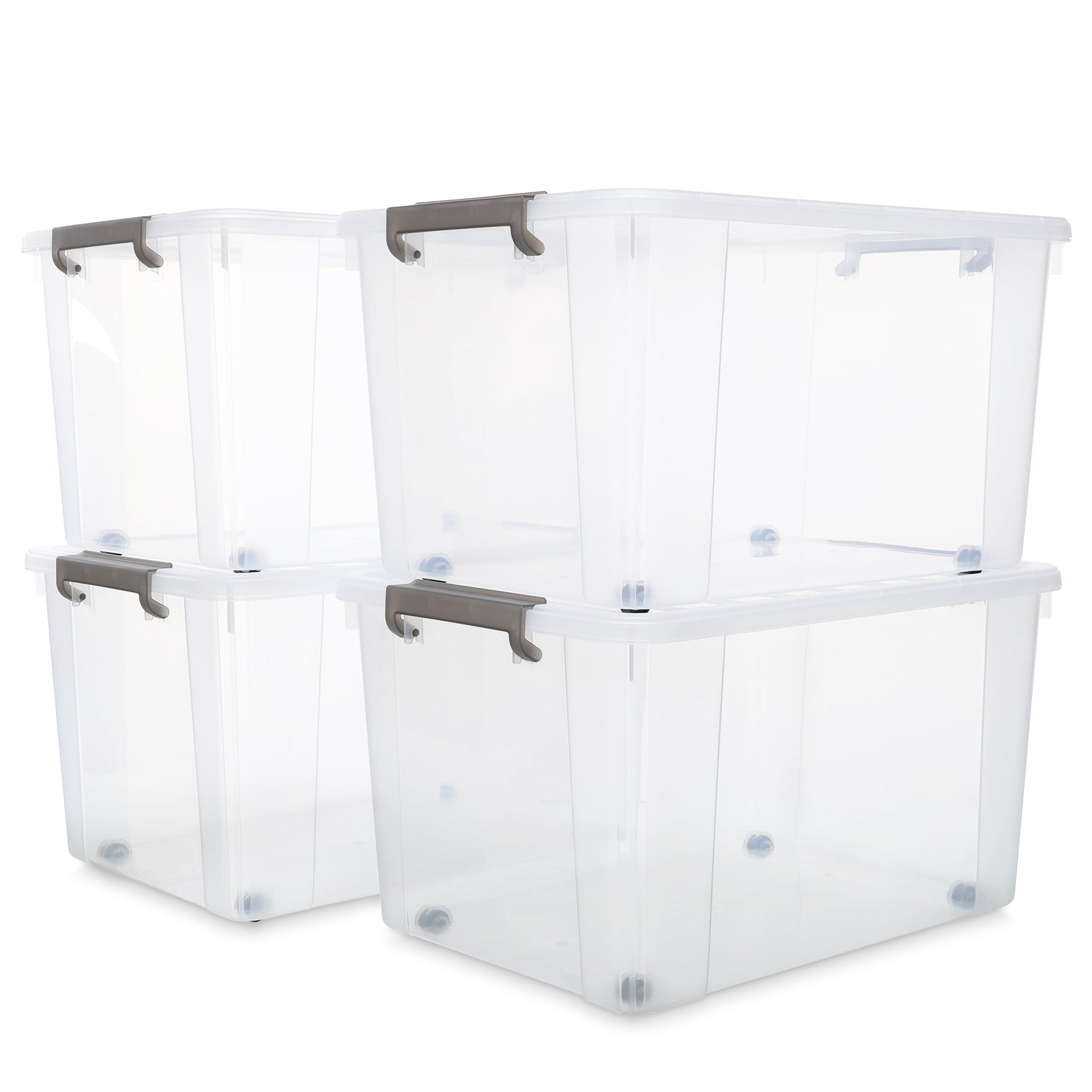 69 QT Plastic Storage Bins with Latching Lids Stackable Storage Containers for Organizing Large Clear Storage Box for Garage (4 Count)
