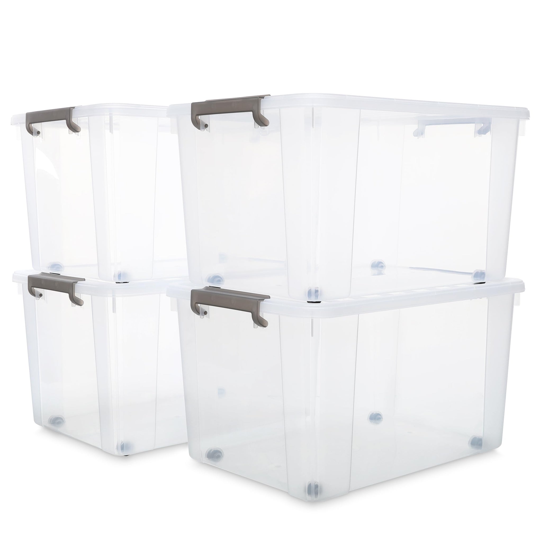 69 QT Plastic Storage Bins with Latching Lids Stackable Storage Containers for Organizing Large Clear Storage Box for Garage (4 Count)