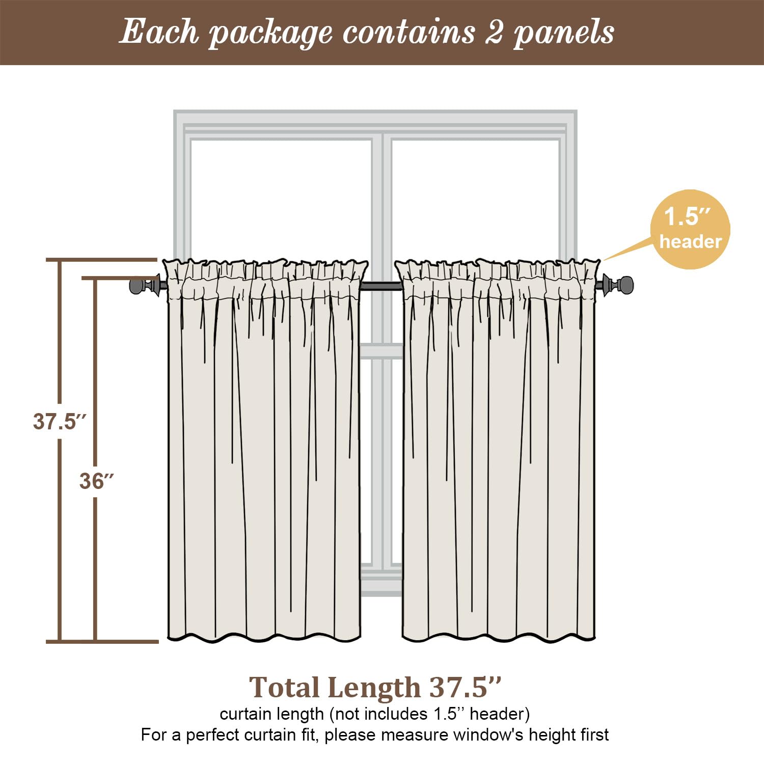 Sky Blue Sheer Curtains 36 inch Length 2 Panels (2 Count)