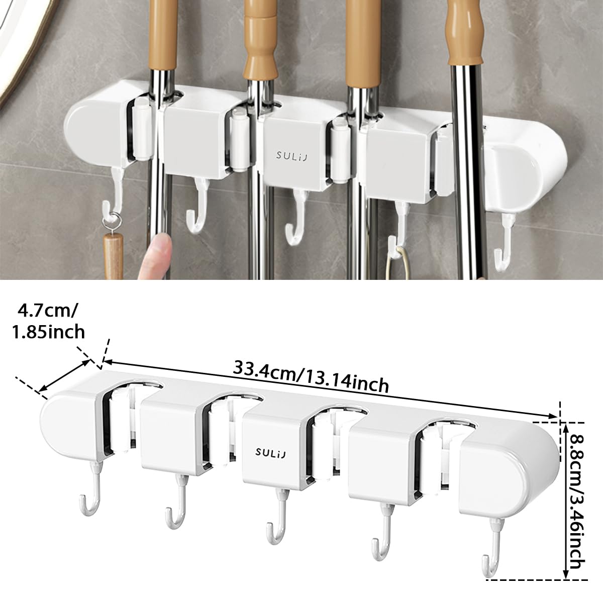 2Pcs Broom Holder Wall Mount
