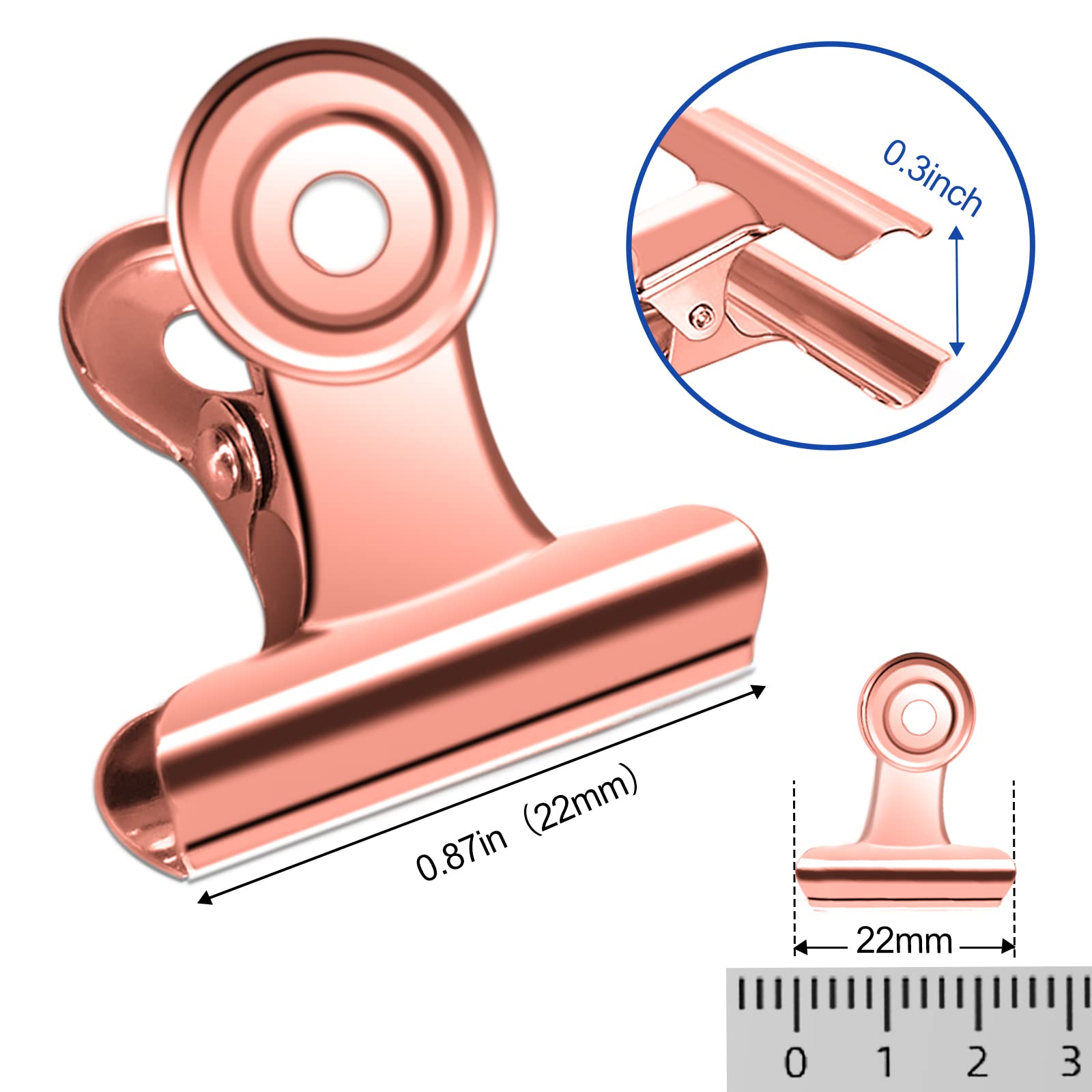 30 Pack Small Bull Clips 0.87 Inch Mini Metal Hinge Clips Binder Paper Hinge Clip for Office (30 Count)