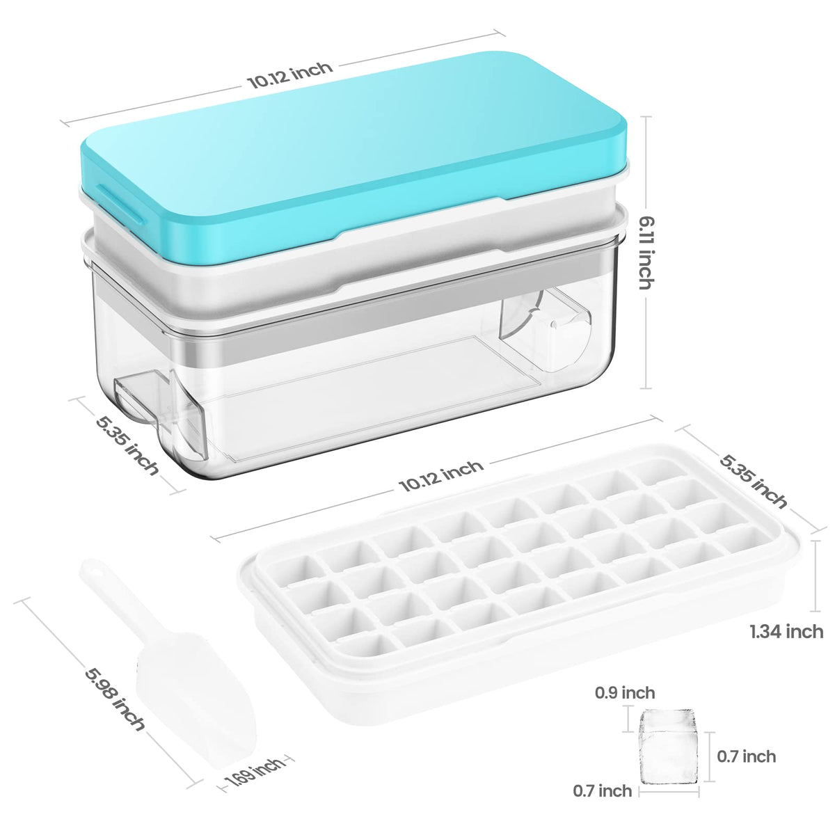 1" Ice Cube Tray with Lid and Bin