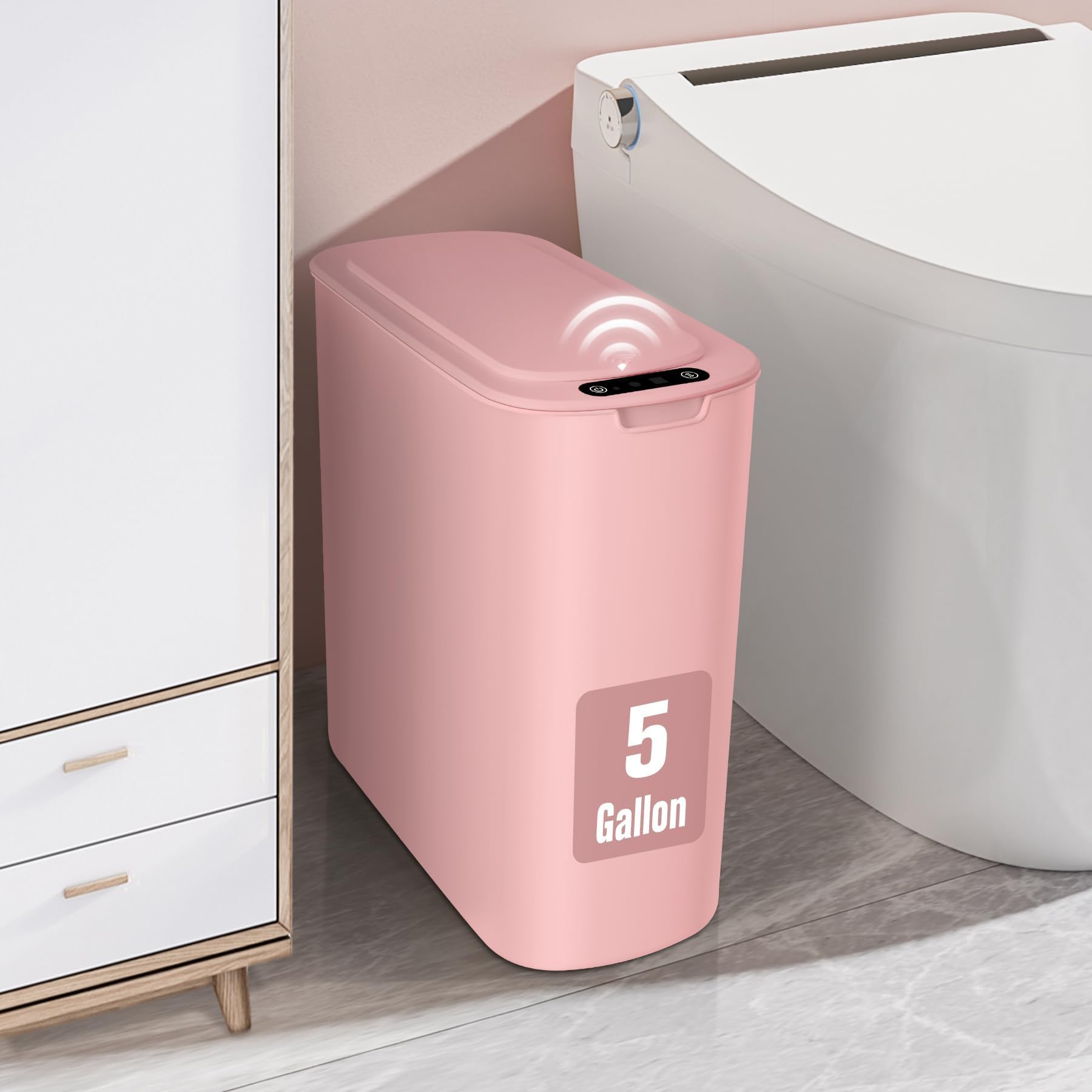 5 Gallon Automatic Bathroom Trash Can with Lid