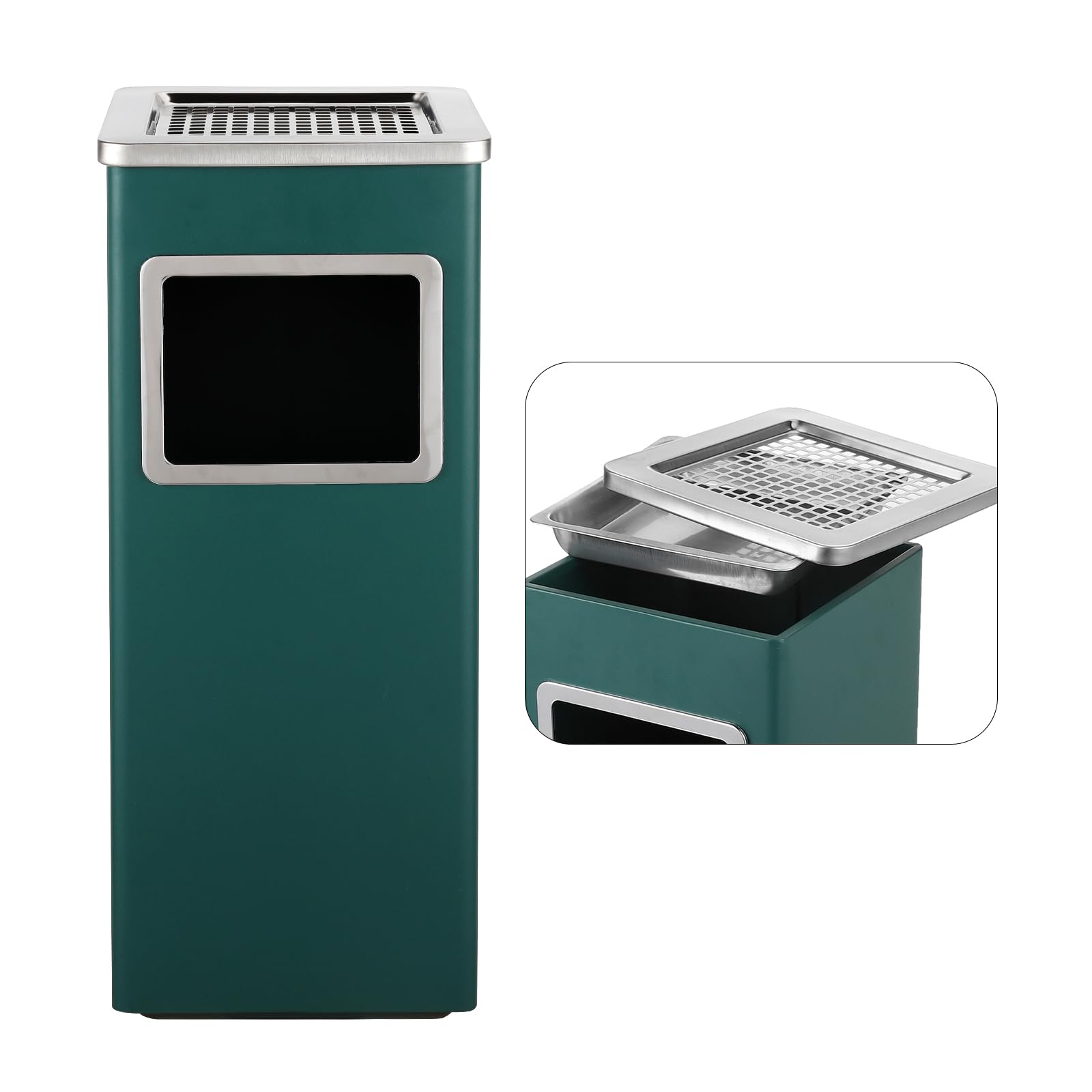 Square Stainless Steel Outdoor Trash Can