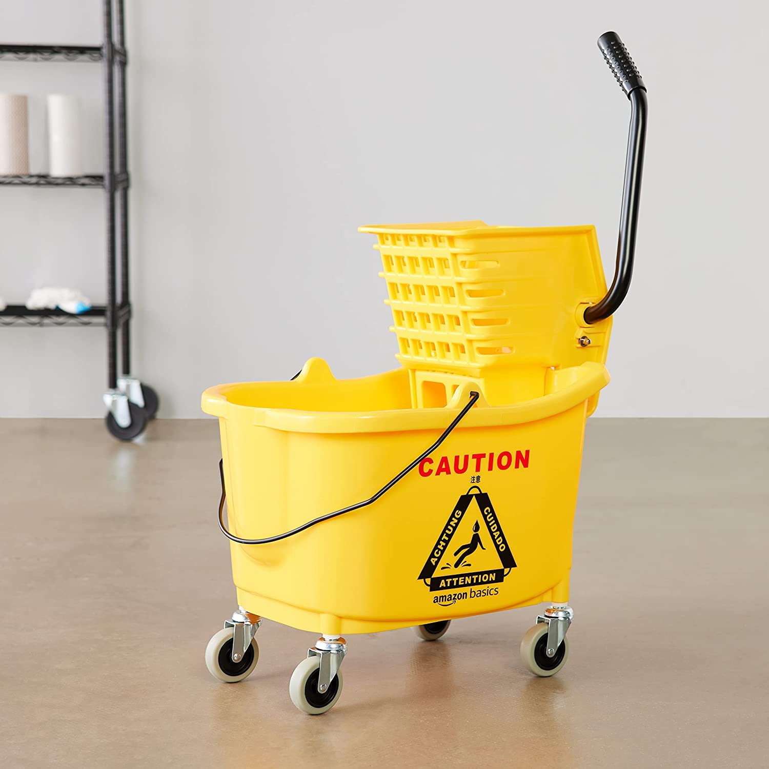 Commercial Side Press Wringer Floor Cleaning Mop Bucket on Wheels