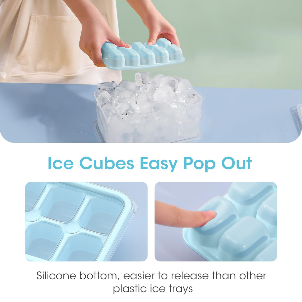 Ice Cube Tray with Lid and Bin (4 Count)
