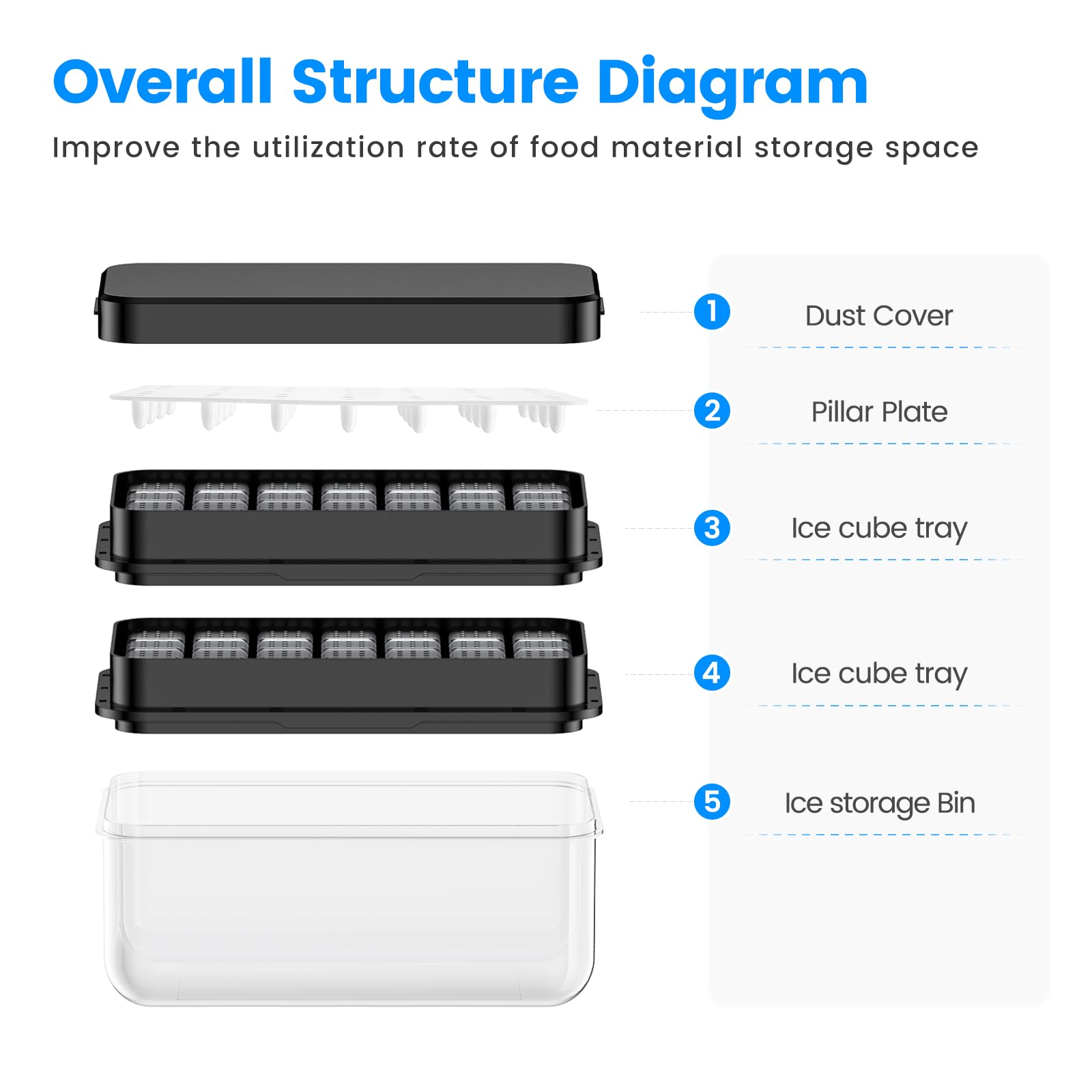 Ice Cube Tray with Lid and Bin