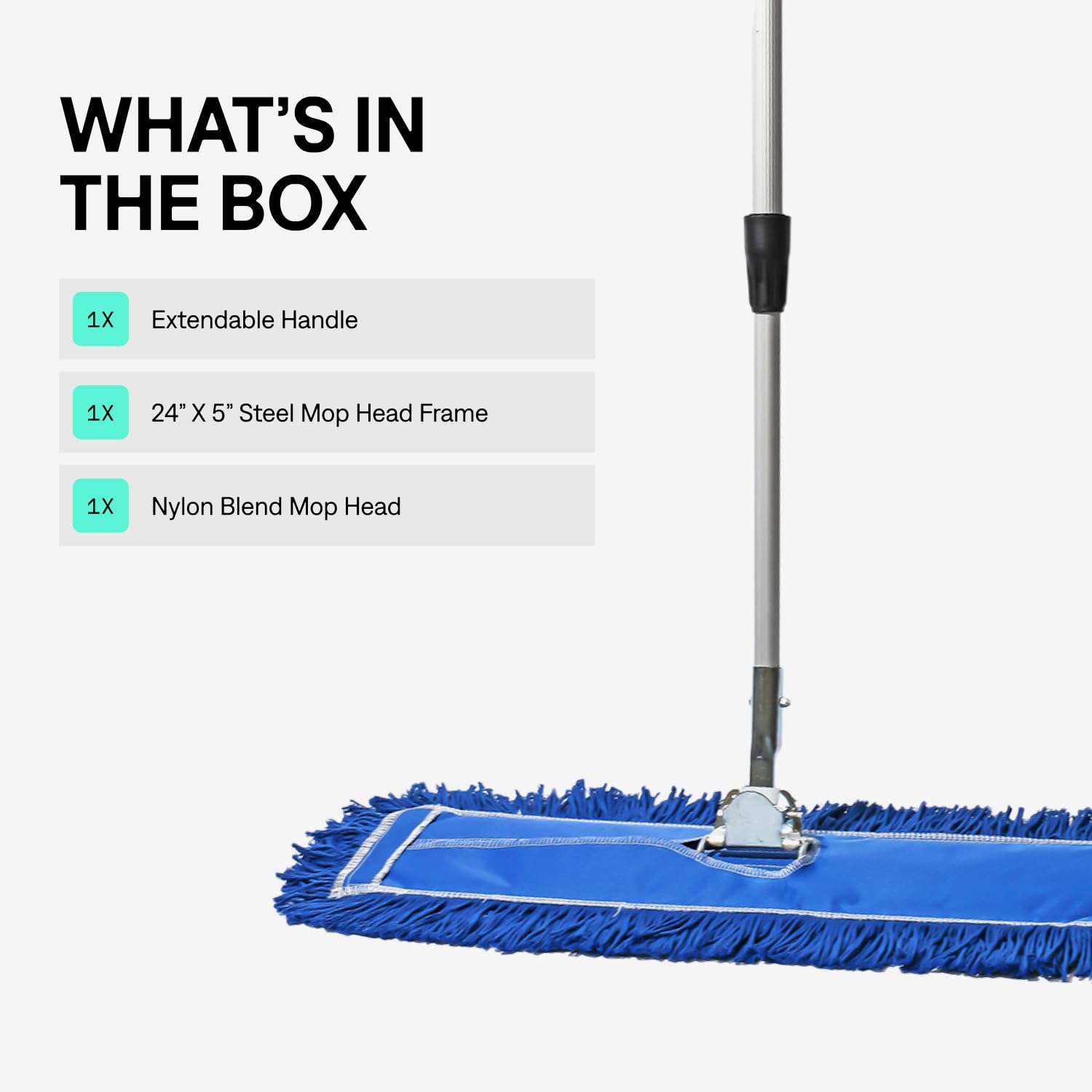 24 Inch Blue Commercial Dust Mop & Floor Sweeper with Extendable Handle